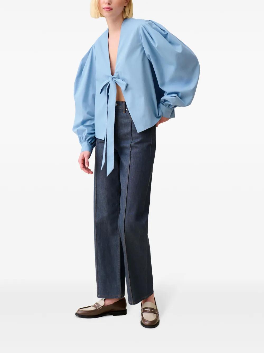 tie-front V-neck blouse Product Image