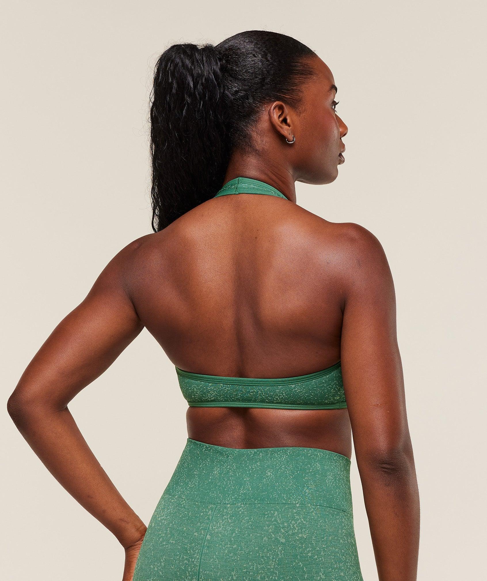 Gymshark Adapt Fleck x Whitney Halterneck Sports Bra - Lift Green/Clay Green Female Product Image