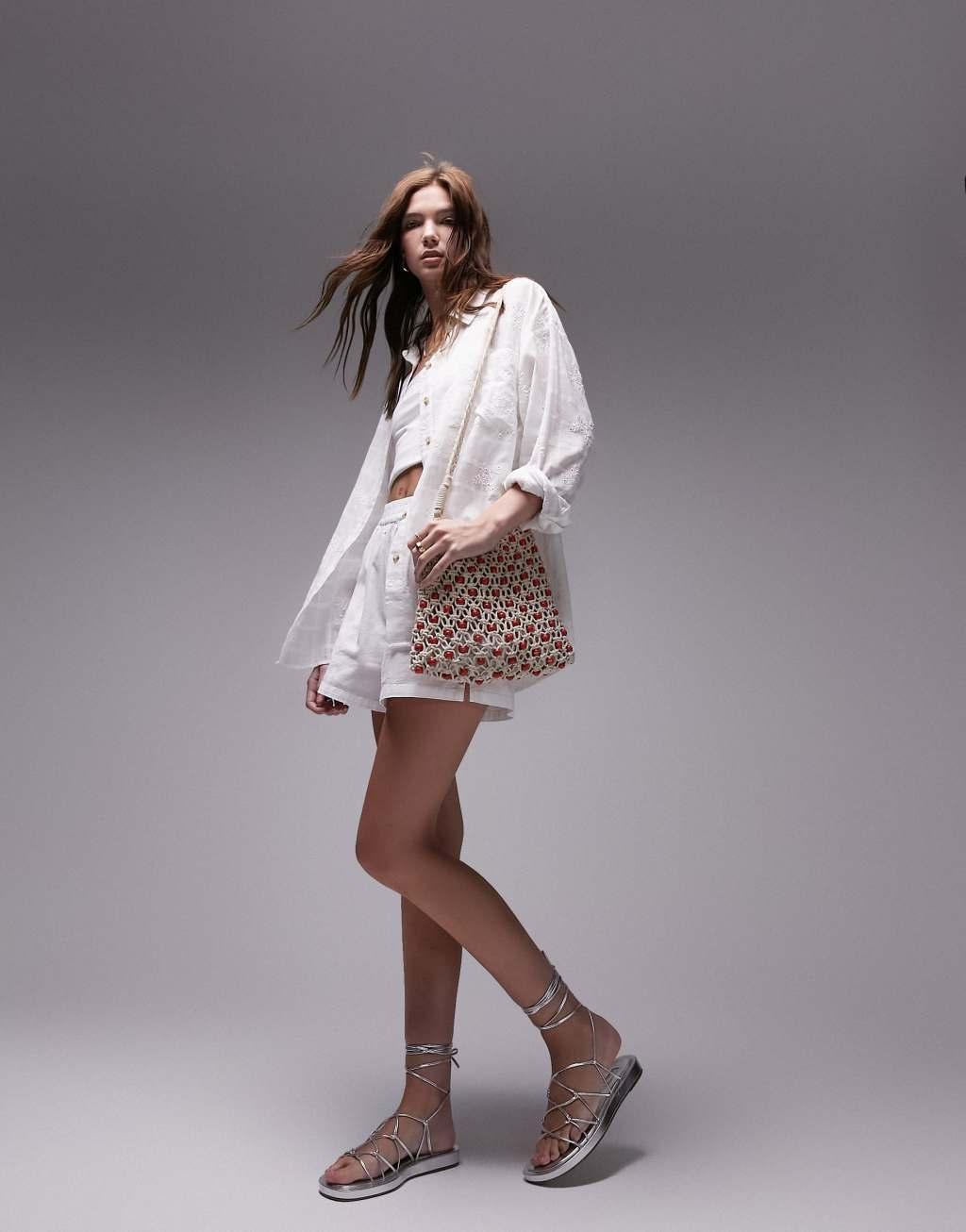 Topshop floral embroidered beach shirt Product Image