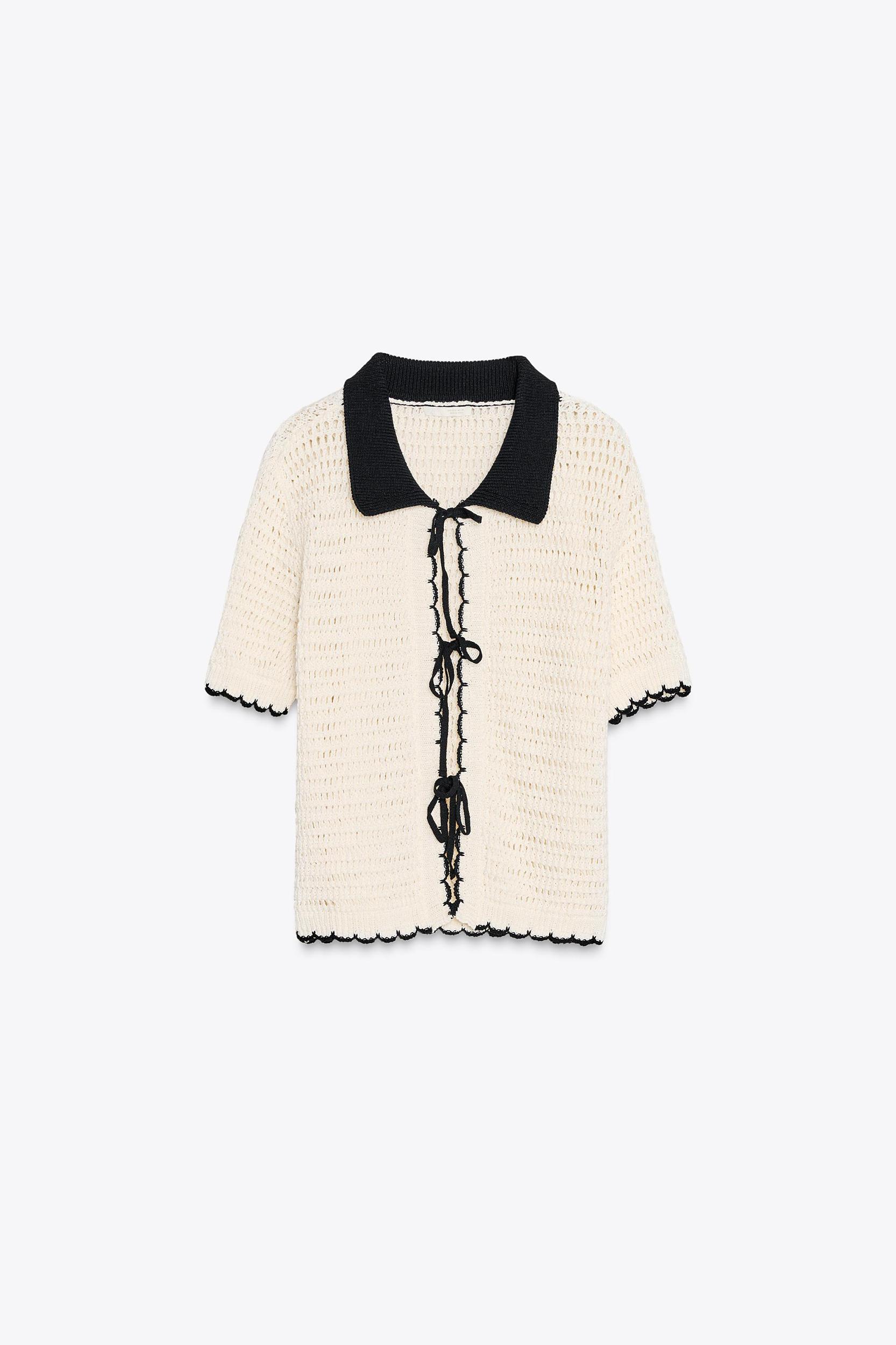 CROCHET POLO COLLAR TOP Product Image