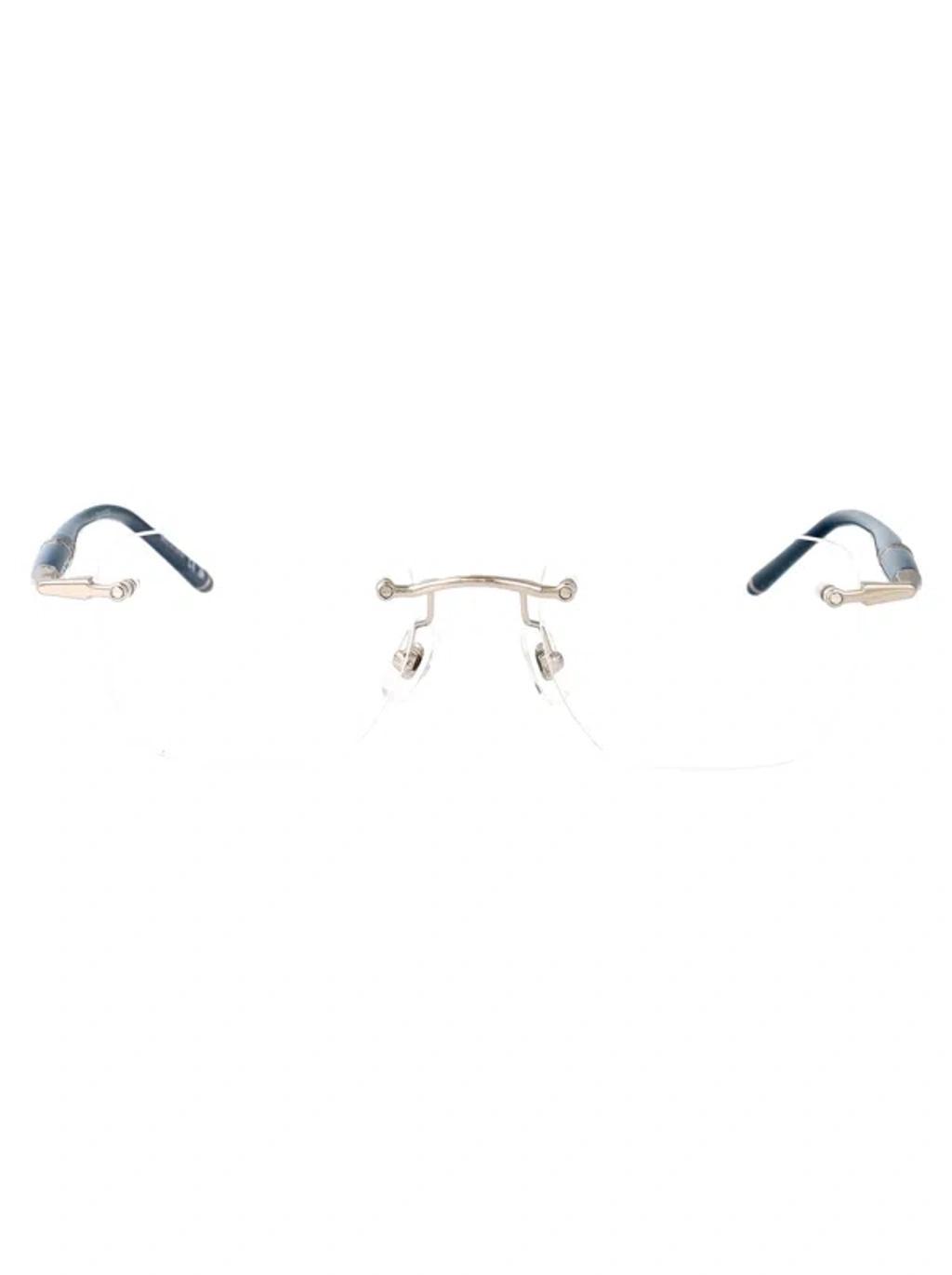 MONTBLANC Rimless Round-frame Glasses In 002 Silver Blue Transparent Product Image