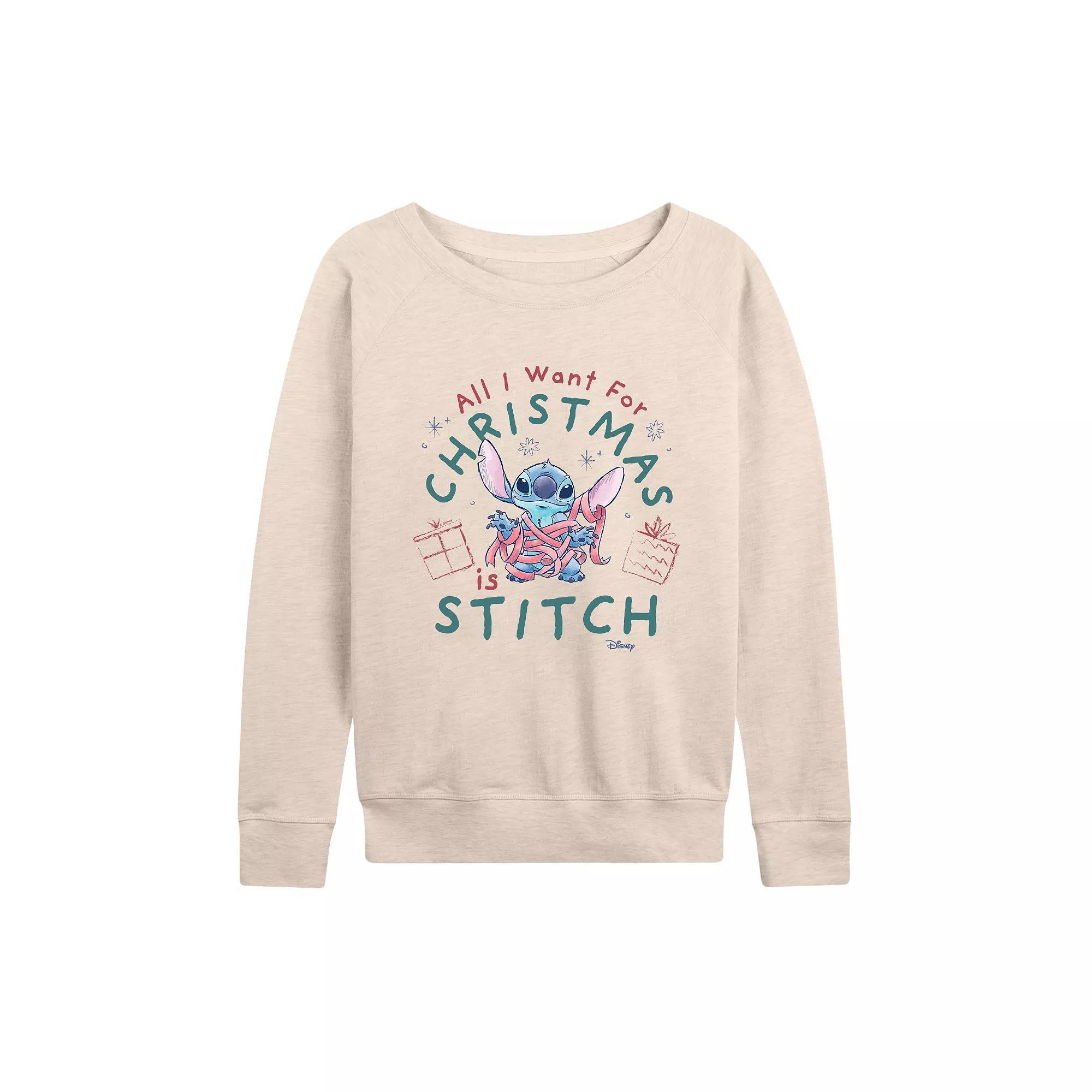 Disneys Lilo & Stitch Womens A Stitch For Christmas French Terry Long Sleeve Tee Product Image