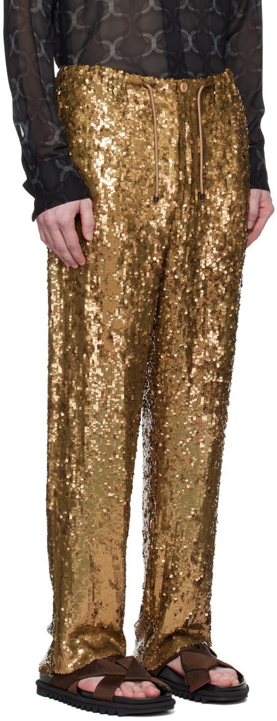 DRIES VAN NOTEN Gold Embellished Trousers In 954 Gold Product Image