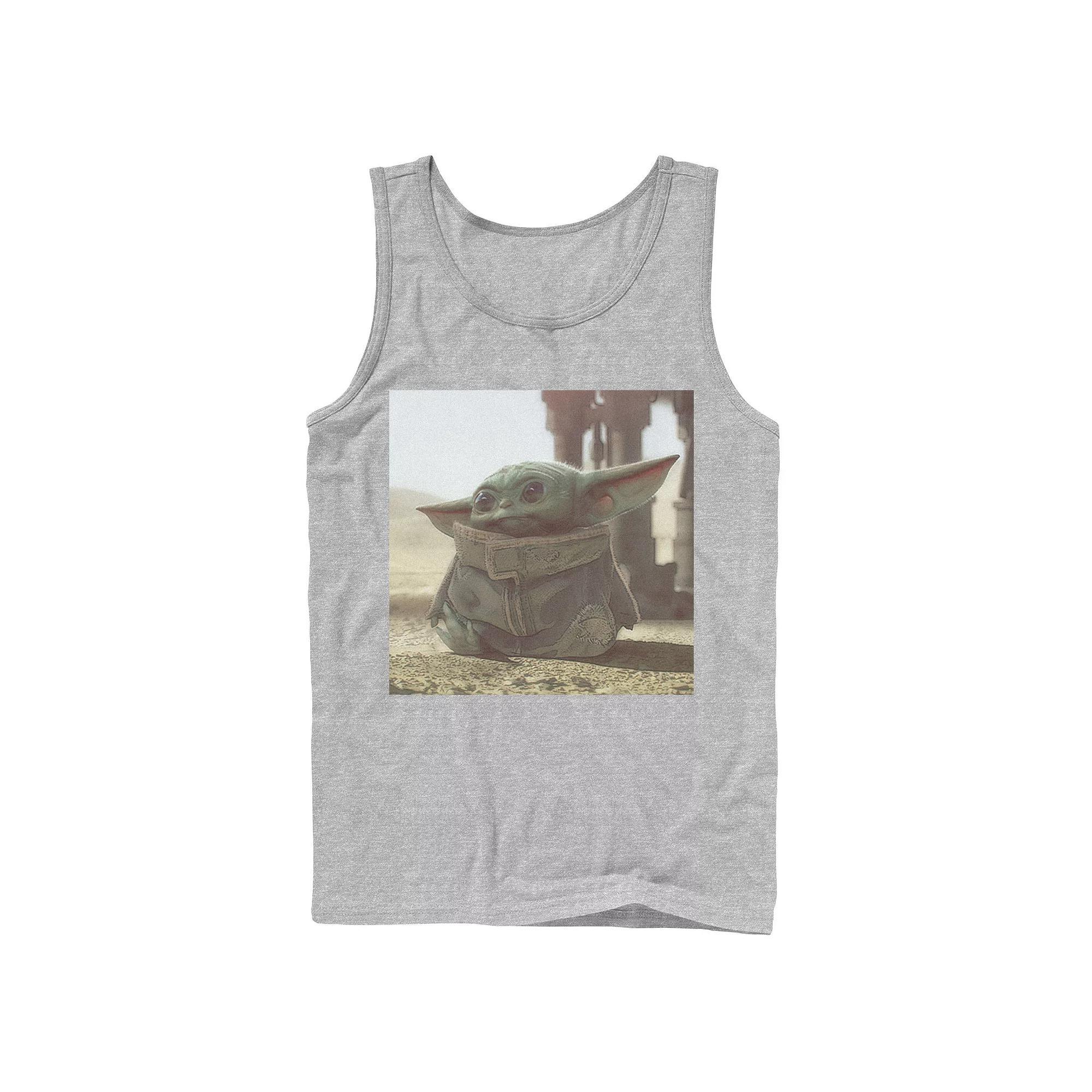 Mens Star Wars The Mandalorian The Child aka Baby Yoda Photograph Tank Top Athletic Grey Product Image