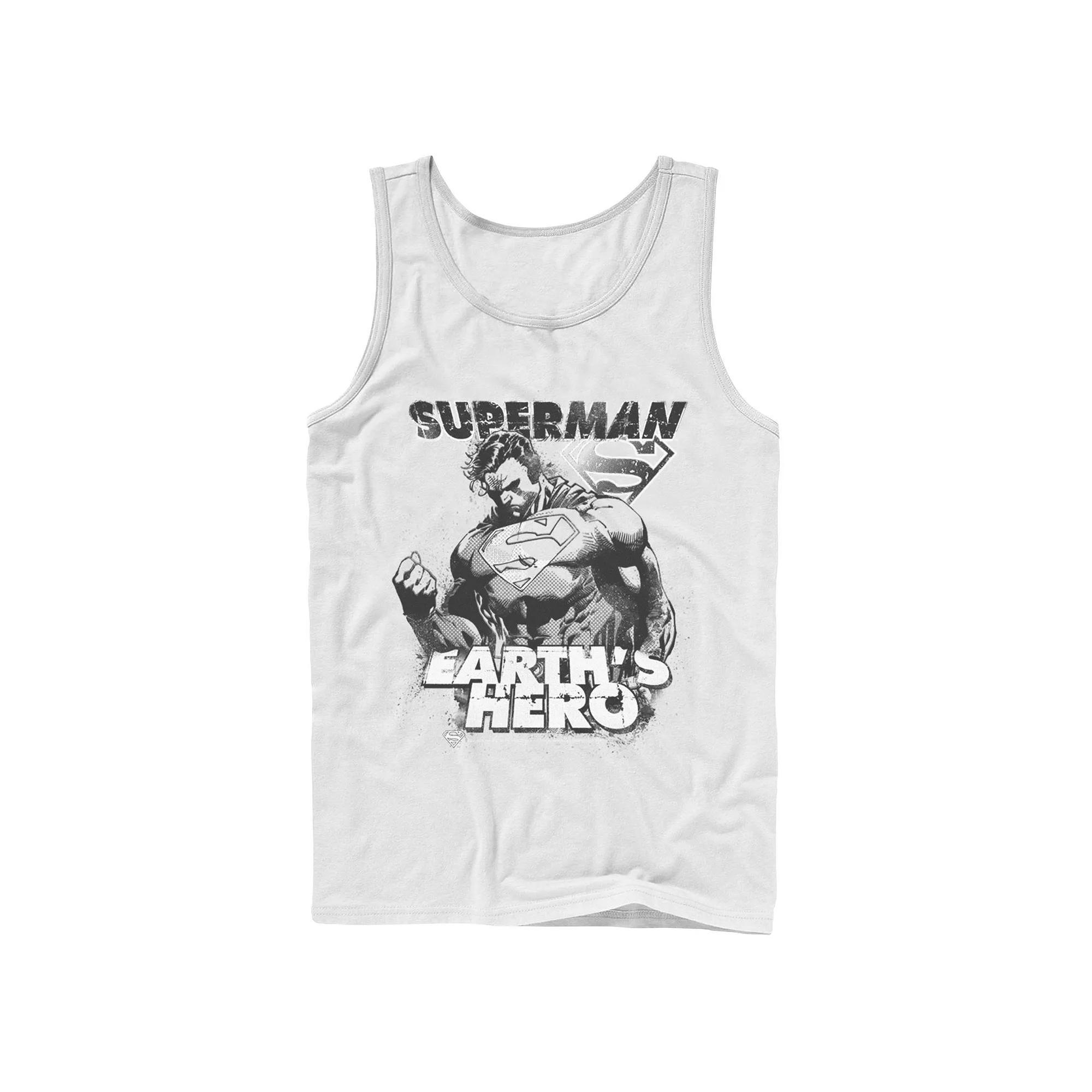 Men's DC Comics Superman Earth's Hero Sketched Poster Tank Top, Size: XL, Grey Product Image