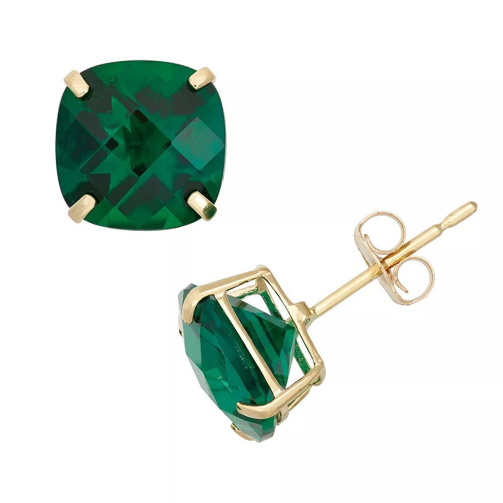 Designs by Gioelli Lab-Created Emerald 10k Gold Stud Earrings, Women's, Green Product Image