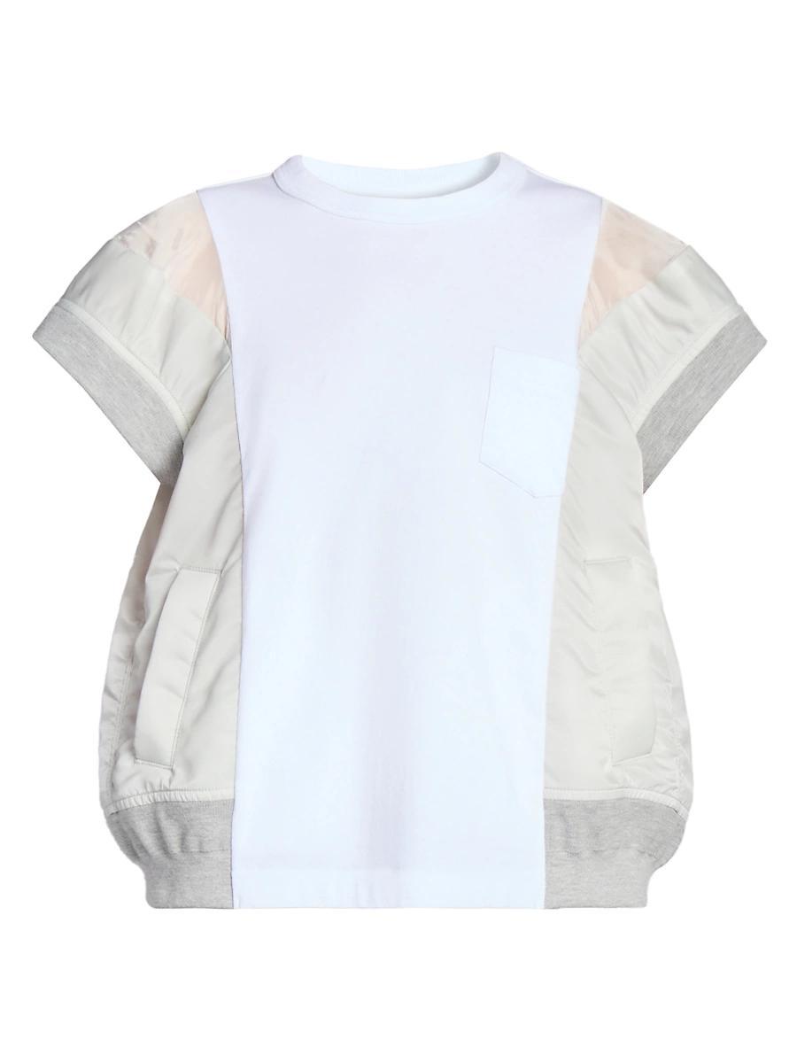 Womens Nylon Twill & Cotton Jersey Crewneck T-Shirt Product Image