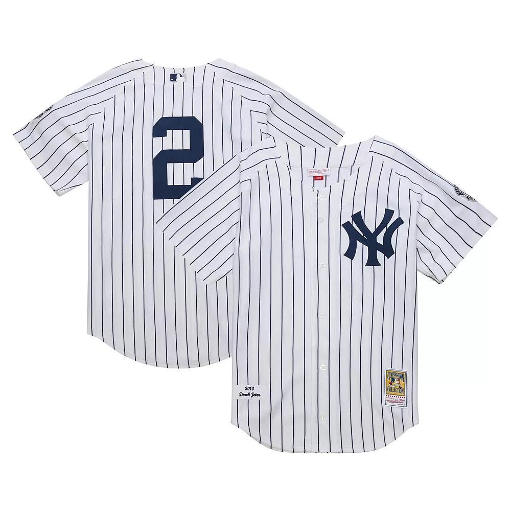 Men's Mitchell & Ness Derek Jeter White New York Yankees 2014 Cooperstown Collection Authentic Throwback Jersey, Size: Small Product Image