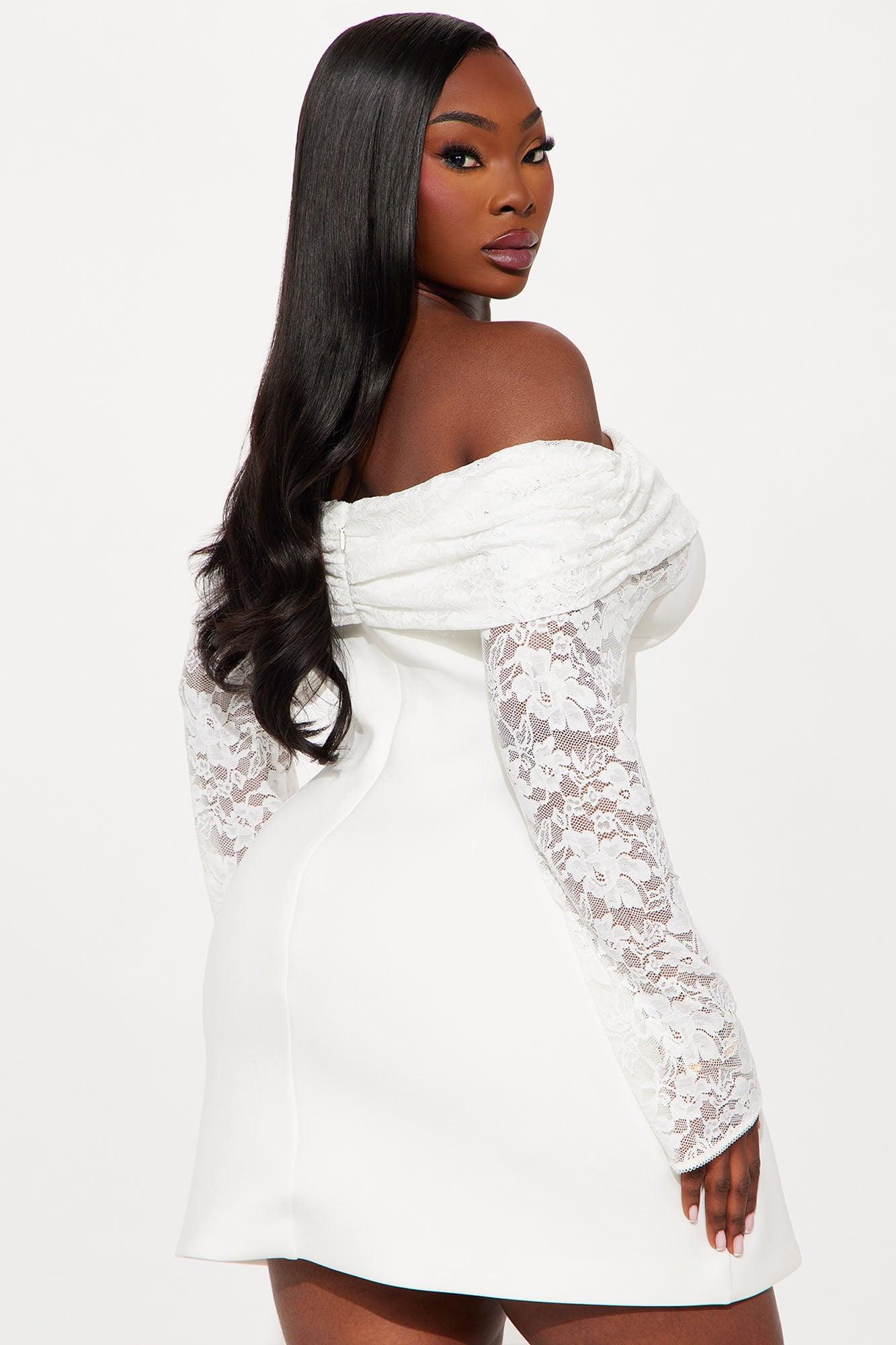 Milani Long Sleeve Mini Dress - White Product Image
