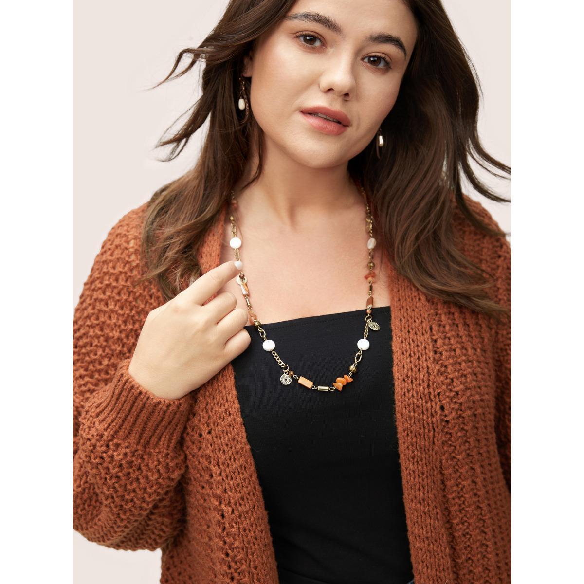 Plus Size Plain Dual Pocket Open Front Cardigan Chocolate Women Casual Loose Long Sleeve Dailywear Cardigans BloomChic 26/4X Product Image