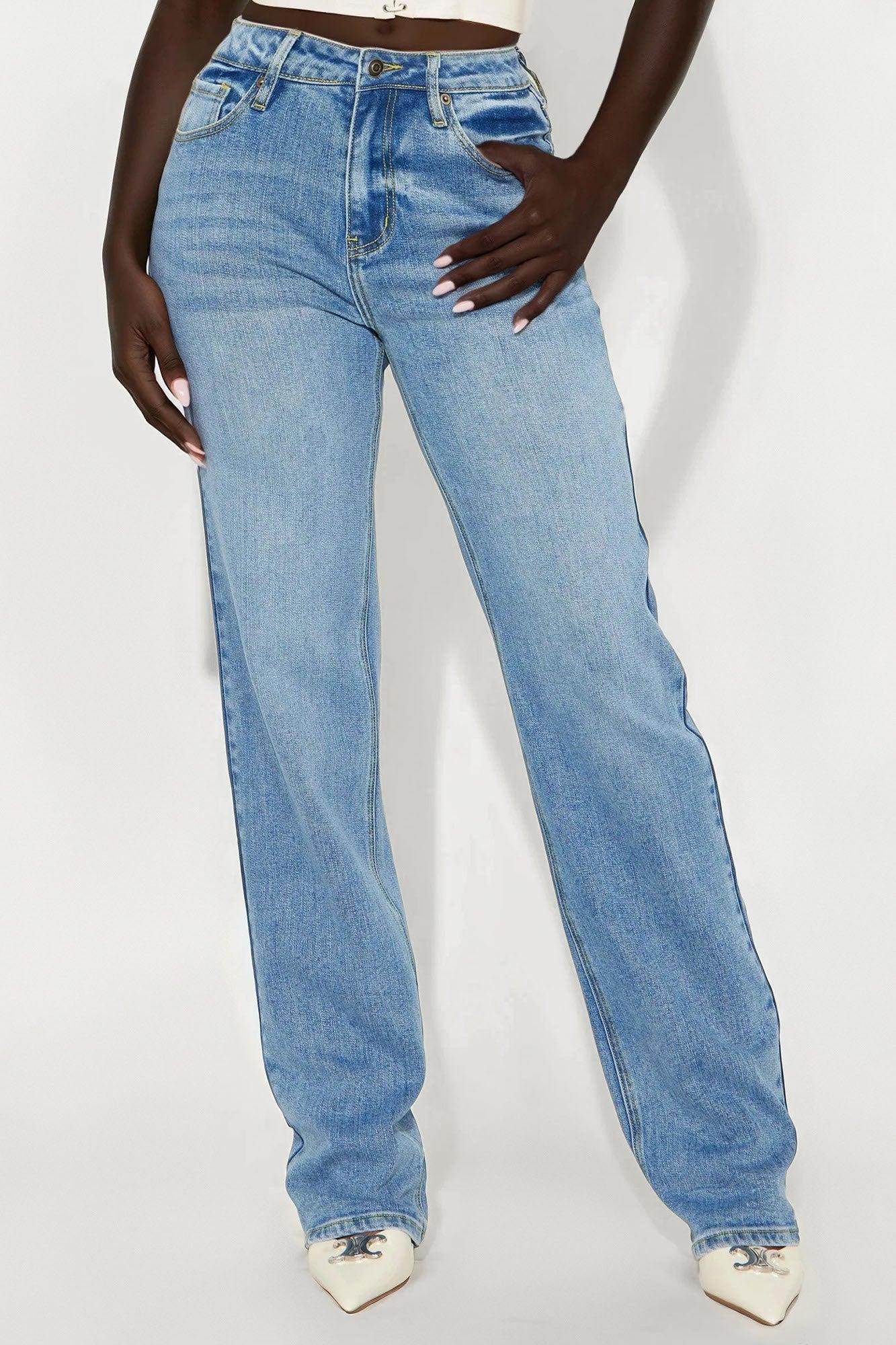 Tall Be Authentic Slouchy Stretch Straight Leg Jeans - Medium Blue Wash Product Image
