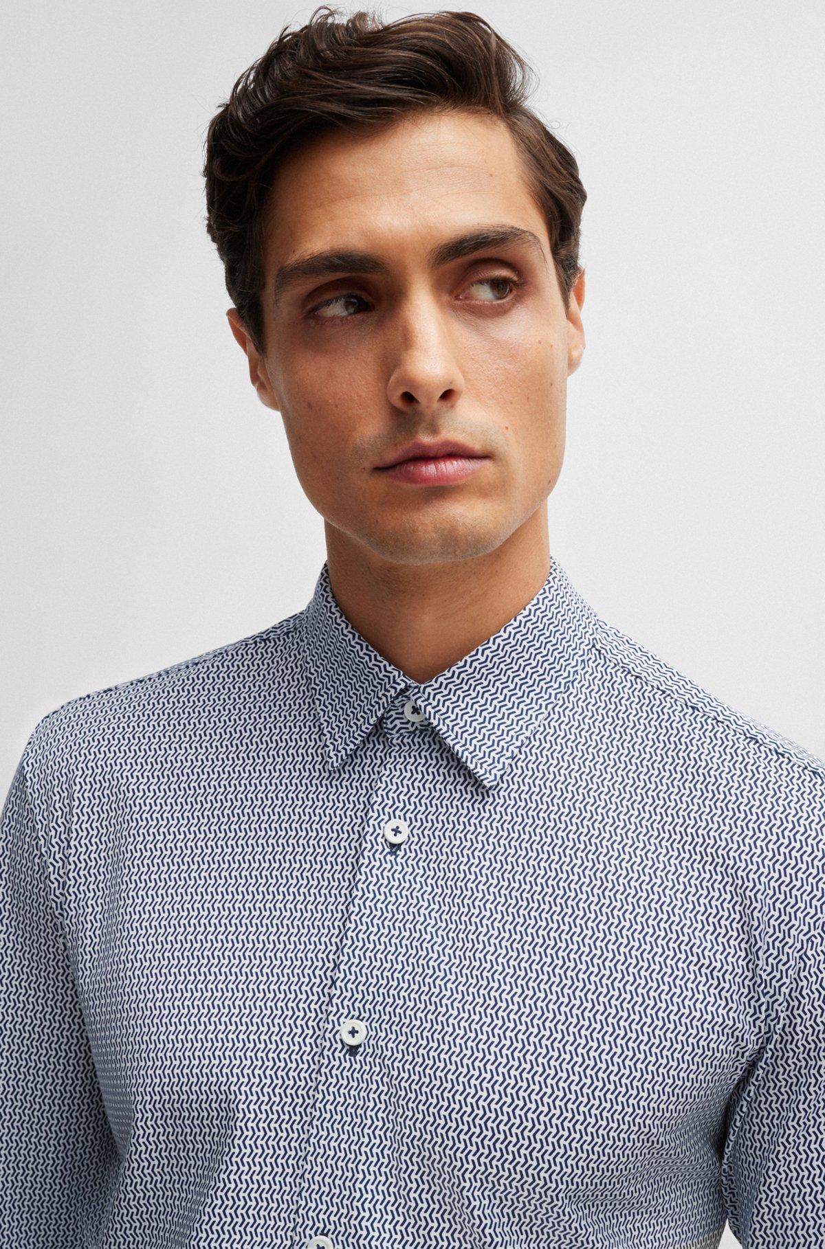 Slim-fit shirt in a printed performance-stretch blend Product Image