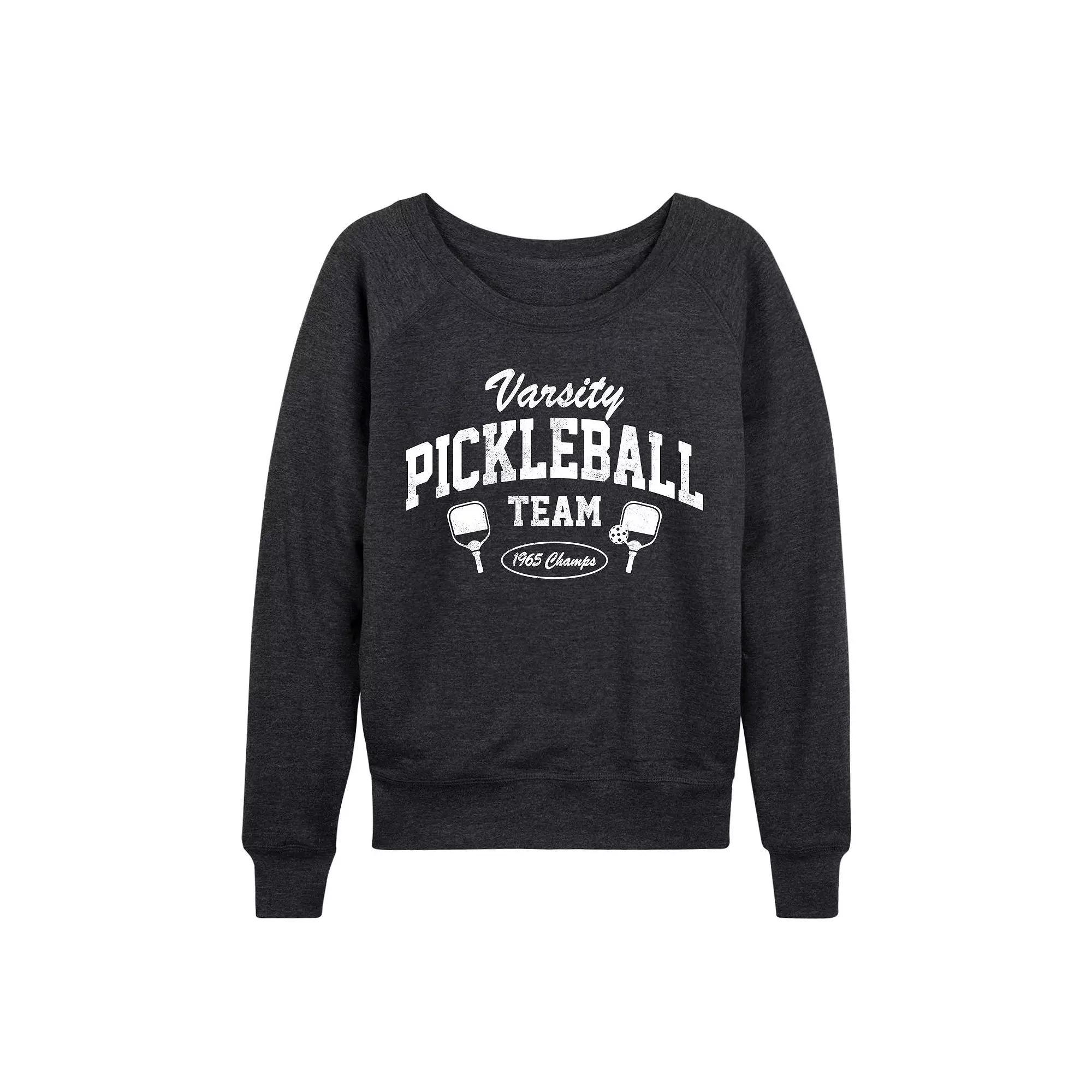 Womens Varsity Pickleball French Terry Long Sleeve Tee, Girls Grey Gray Product Image