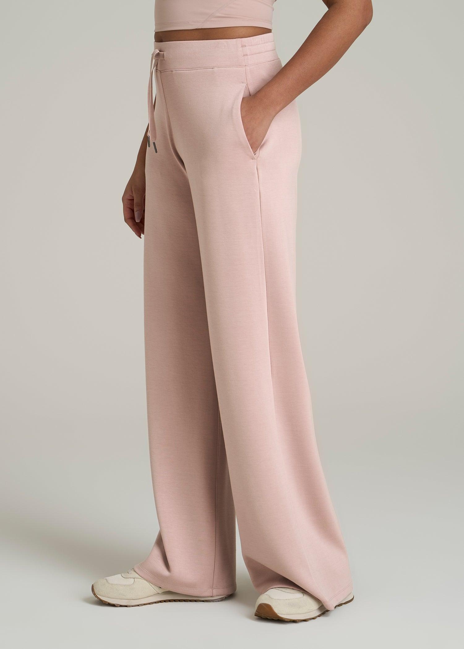 Pull-On Tie Waist Wide Leg Pants for Tall Women in Desert Rose Product Image