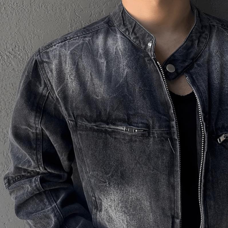 RT No. 12411 WASHED BLACK BIKER DENIM JK Product Image