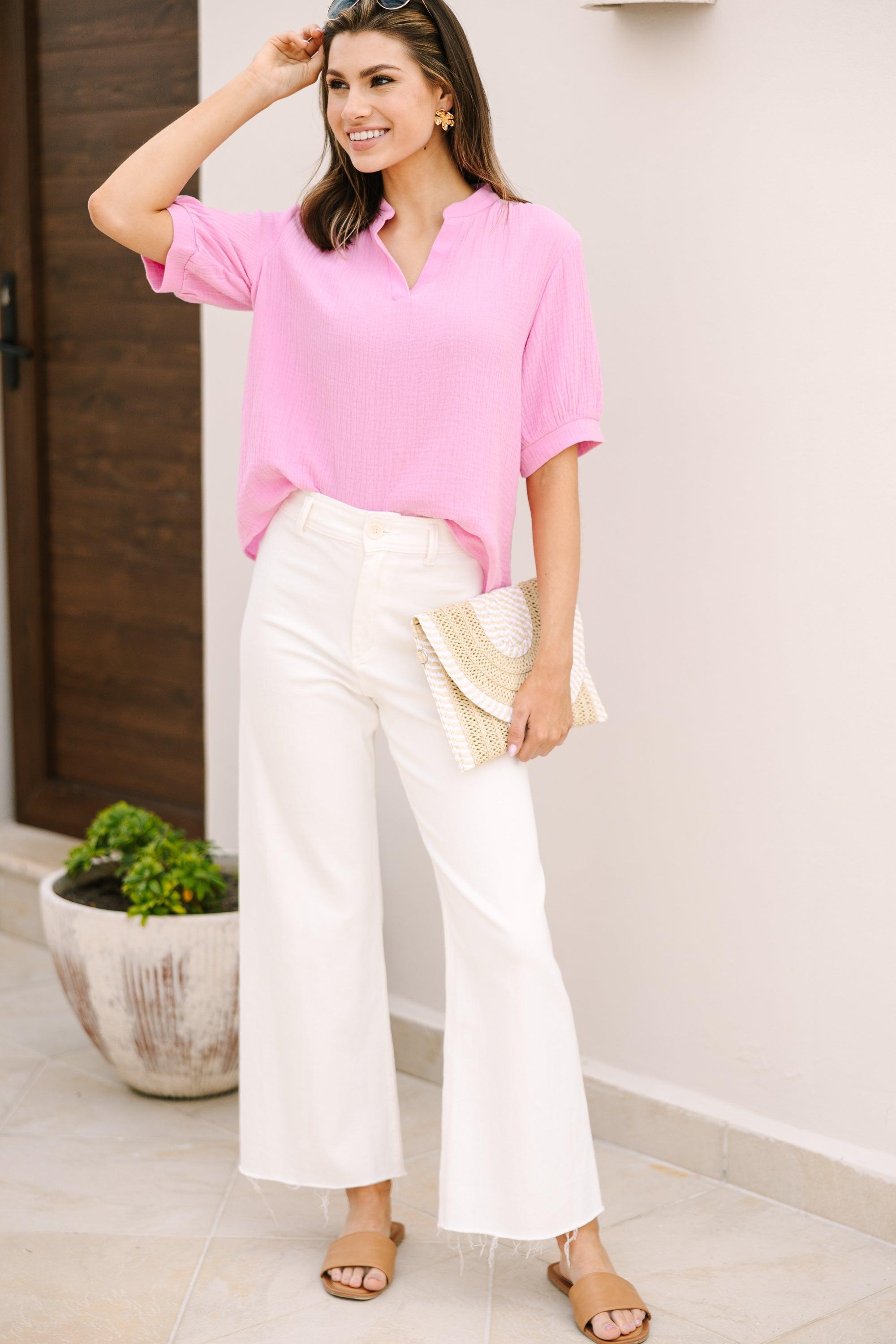 Good To Go Pink Gauze Top Female Product Image