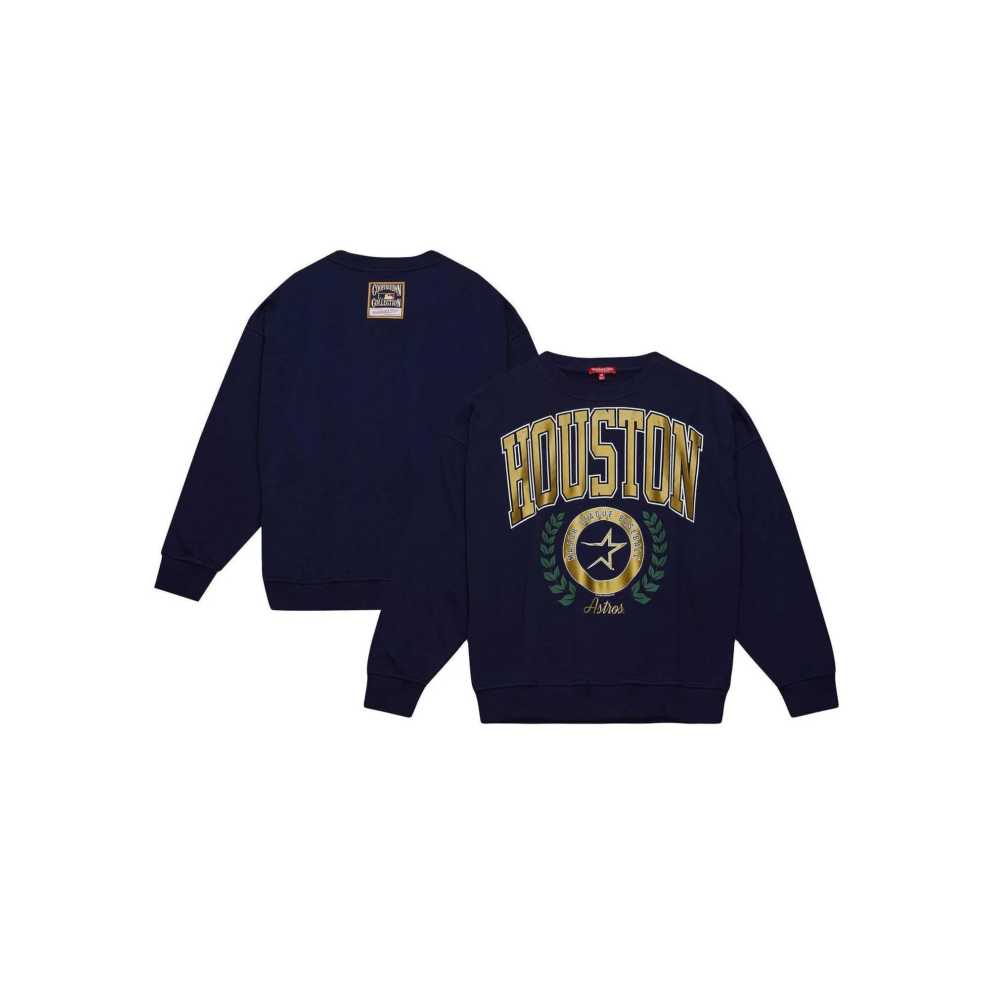 Womens Mitchell & Ness Houston Astros Cooperstown Collection Logo Pullover Sweatshirt Blue Product Image