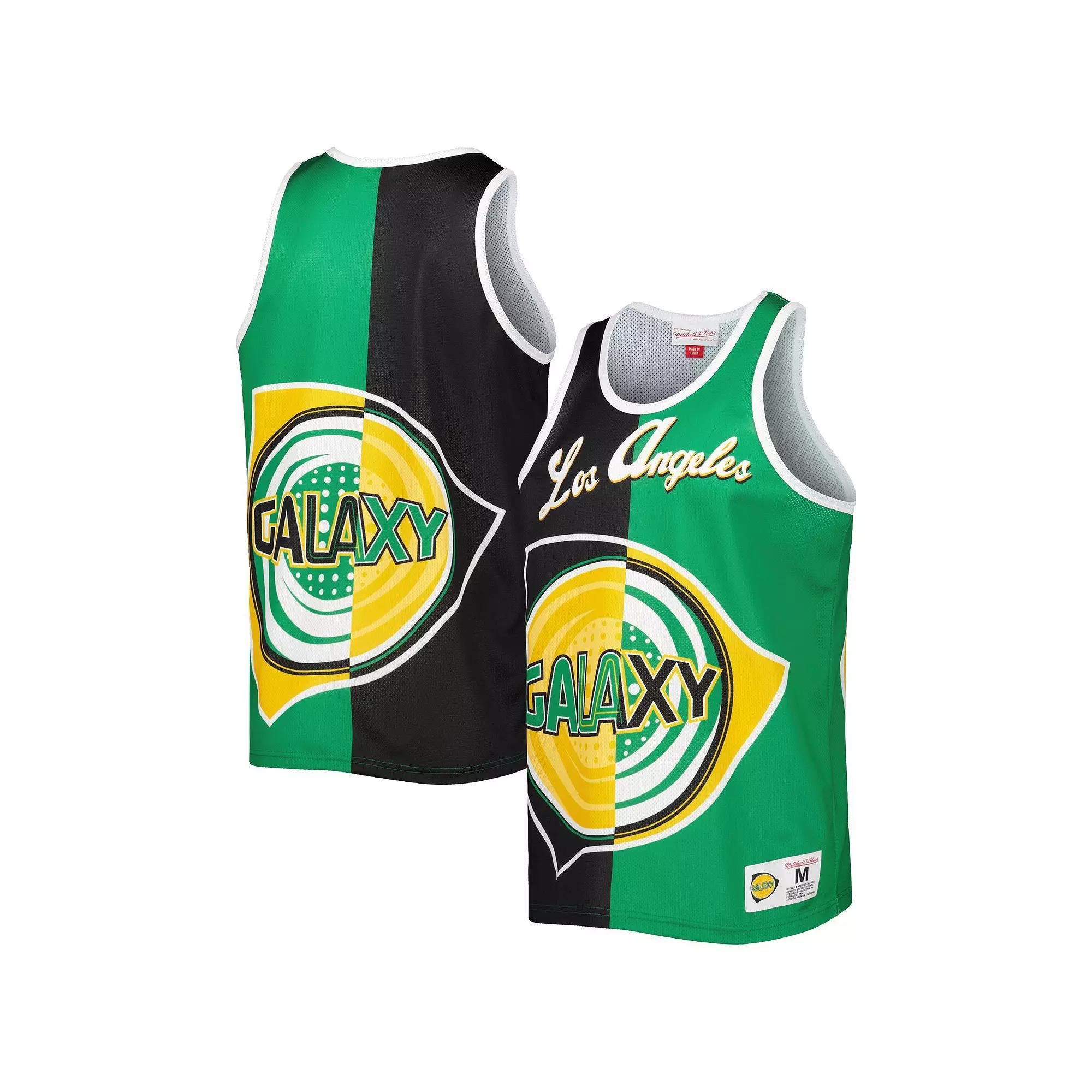 Men's Mitchell & Ness Black/Green LA Galaxy Sublimated Split Logo Tank Top, Size: Large Product Image