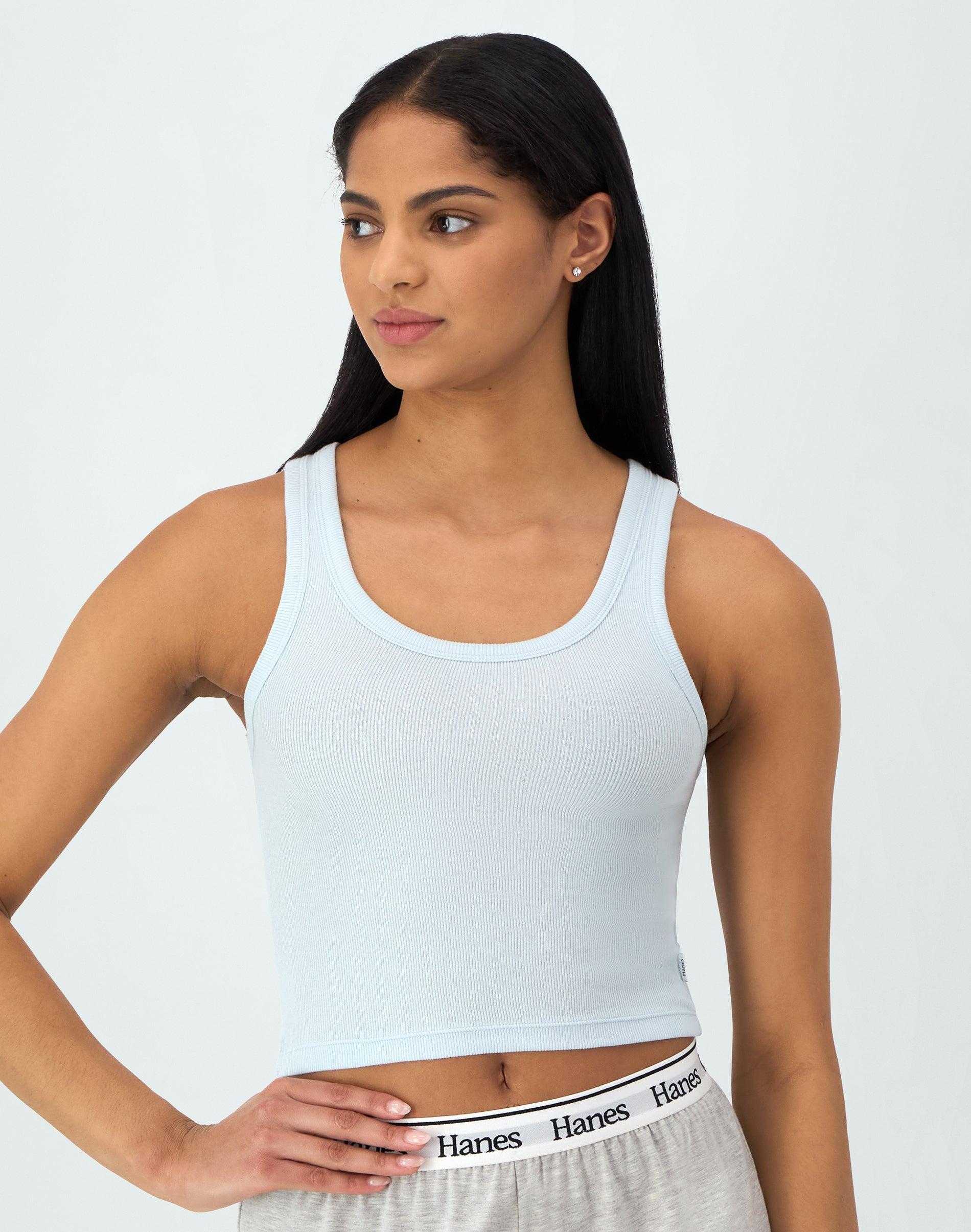 Hanes Originals Comfywear Womens Rib Crop Tank Black XL Product Image