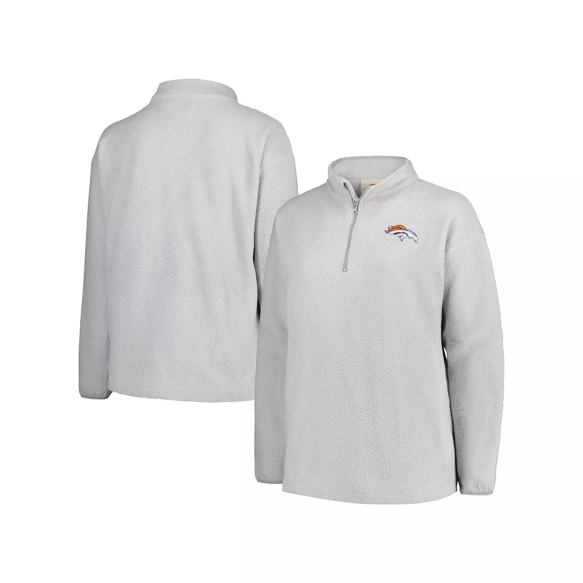 Women's Profile Gray Denver Broncos Plus Size Sherpa Quarter-Zip Jacket, Size: 2XL, Grey Product Image