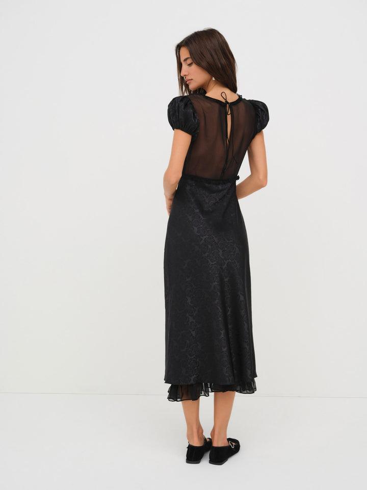 Catalina Midi Slip Dress — Black Product Image