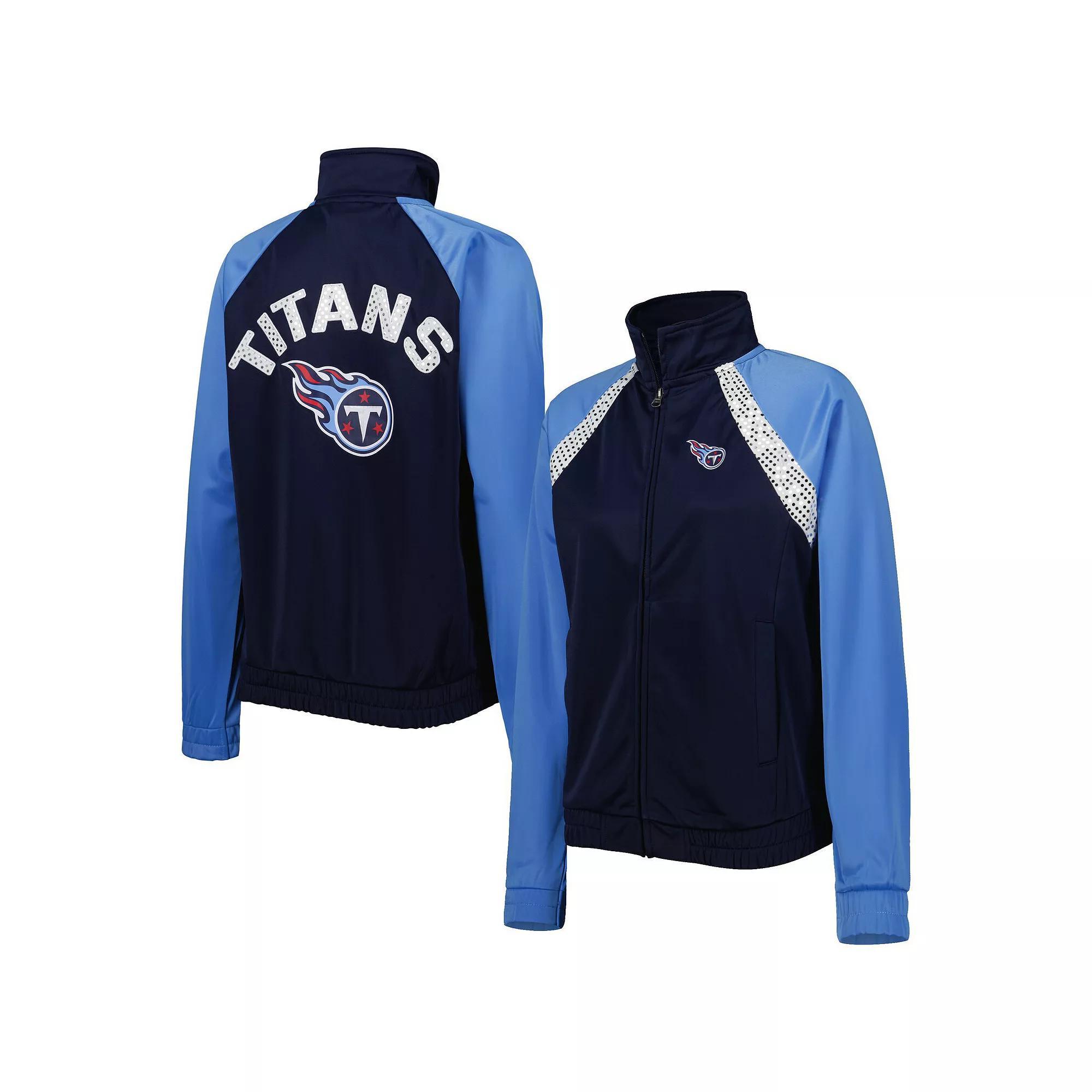 Women's G-III 4Her by Carl Banks Navy/Light Blue Tennessee Titans Confetti Raglan Full-Zip Track Jacket, Size: XL Product Image