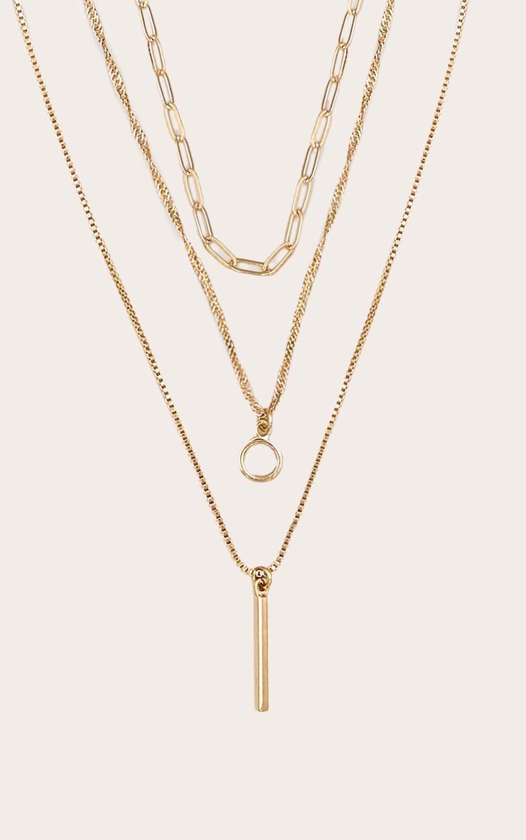 Gold Layered Circle Pendant Detail Necklace Product Image