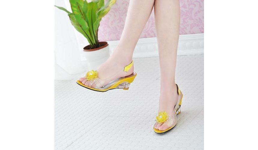 Wedge-Heel PVC Floral Sandals Product Image