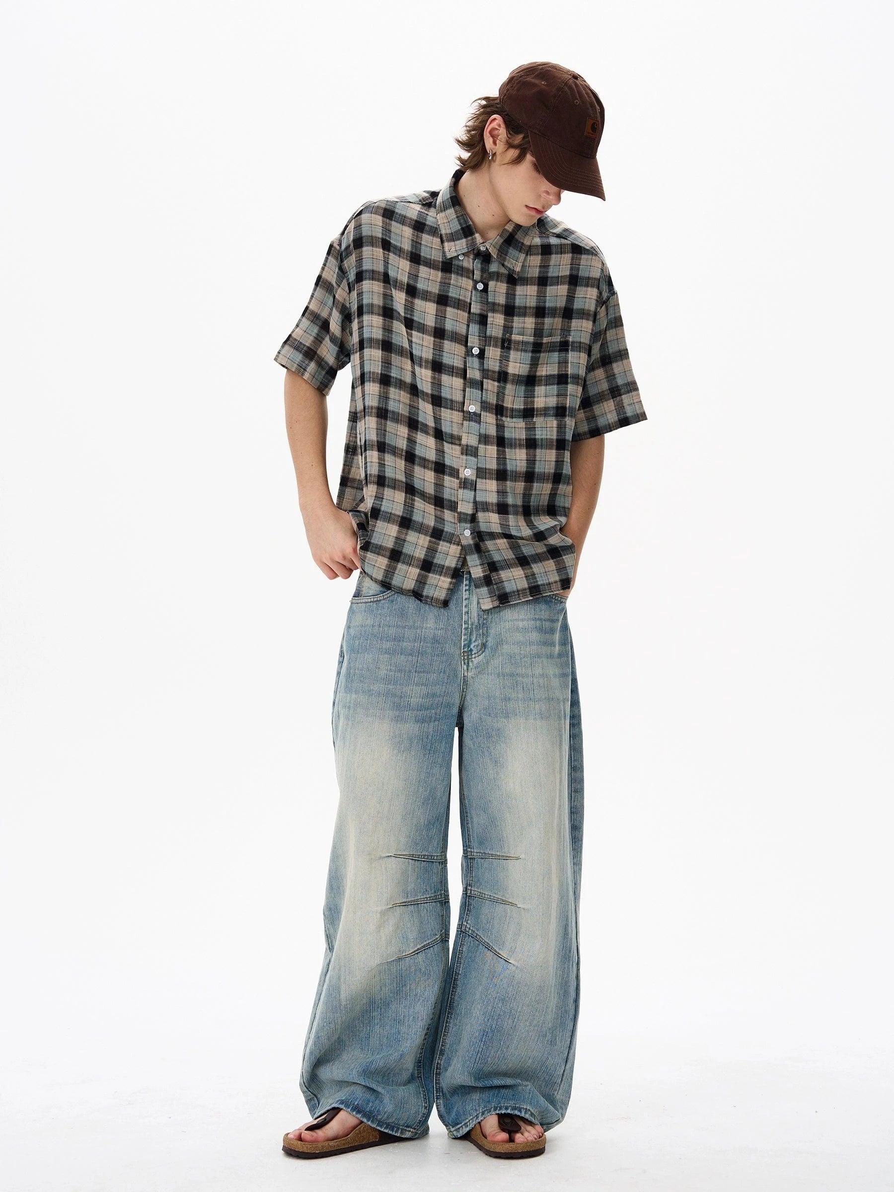 RT No. 18131 PLAID BUTTON-UP SHIRT Product Image