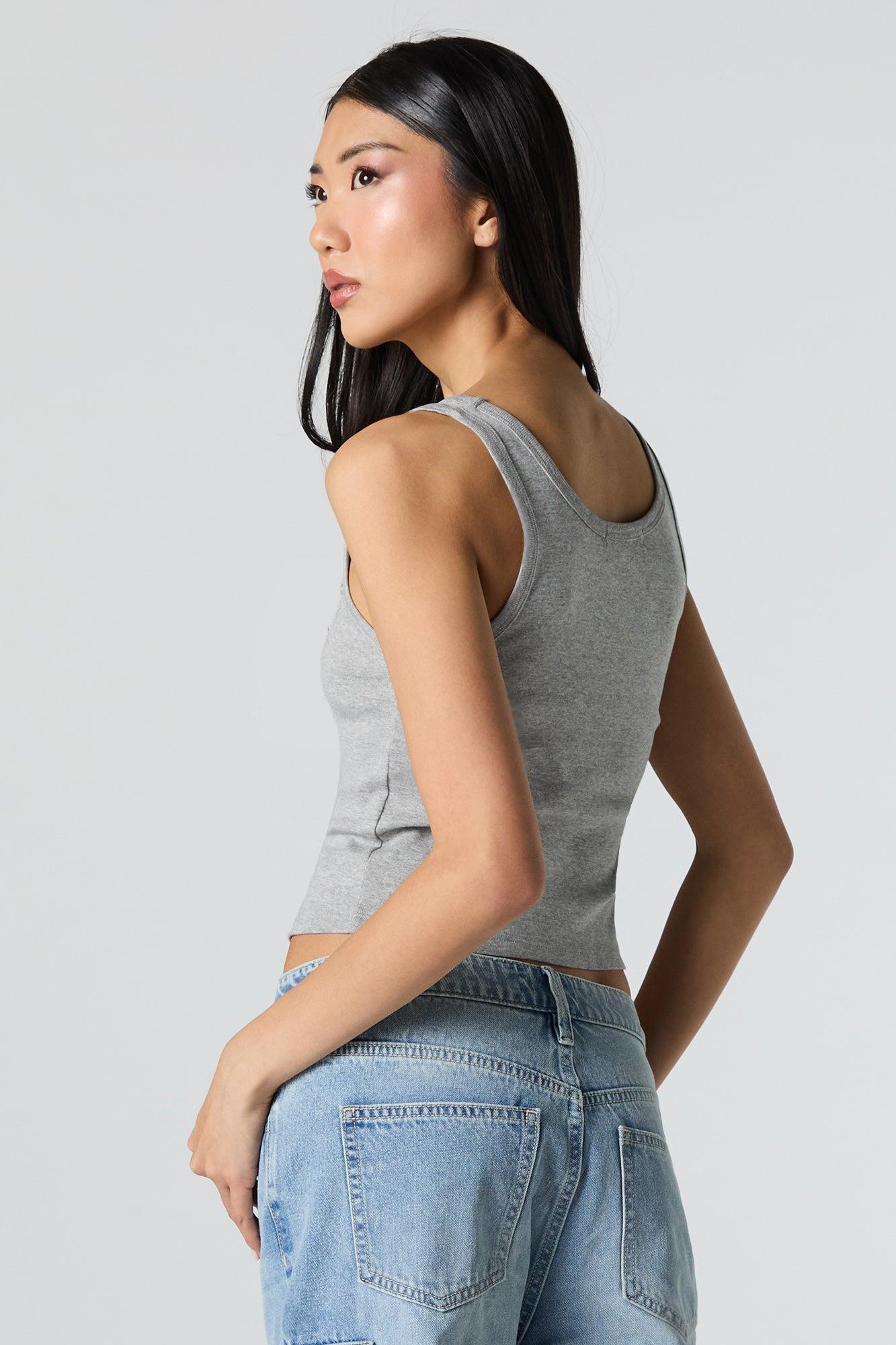 Cropped Ribbed Scoop Neck Tank Female Product Image