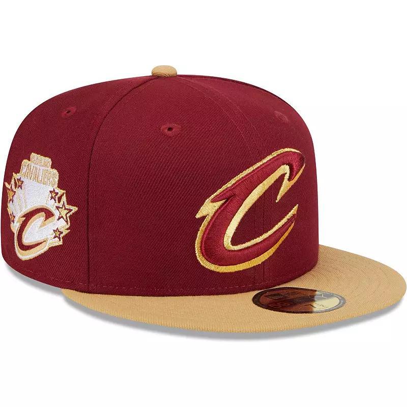 Men's New Era Wine/Gold Cleveland Cavaliers Gameday Gold Pop Stars 59FIFTY Fitted Hat, Size: 7 1/2, Team Product Image