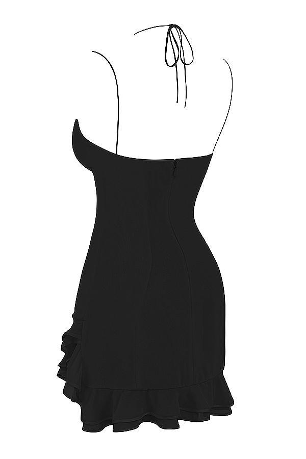 Rossella Black Ruffle Mini Dress Product Image