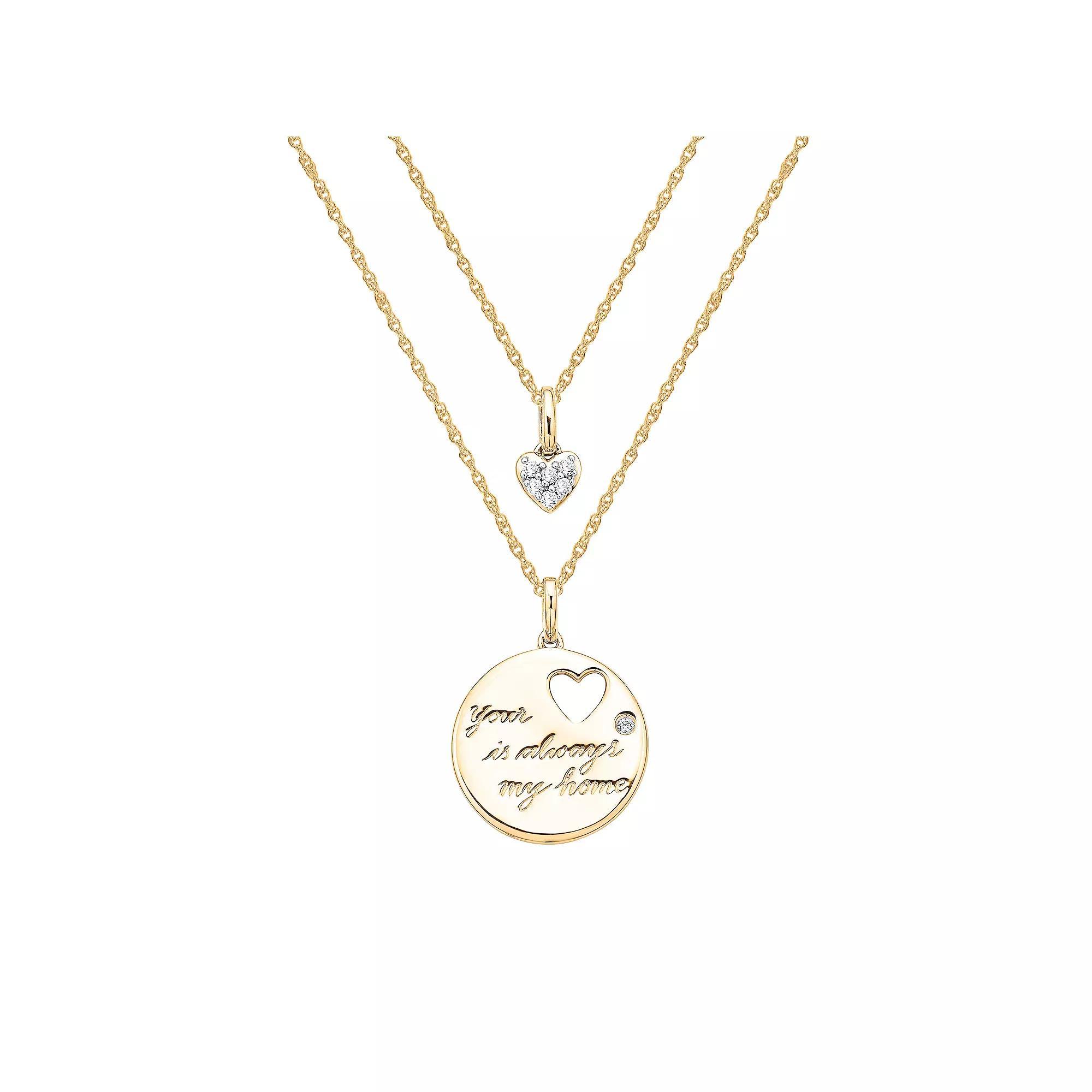 Irena Park 1/10 Carat T.W. Diamond Sterling Silver "Your Heart Is Always My Home" Pendant Necklace, Women's, Size: 18", Gold Tone Product Image