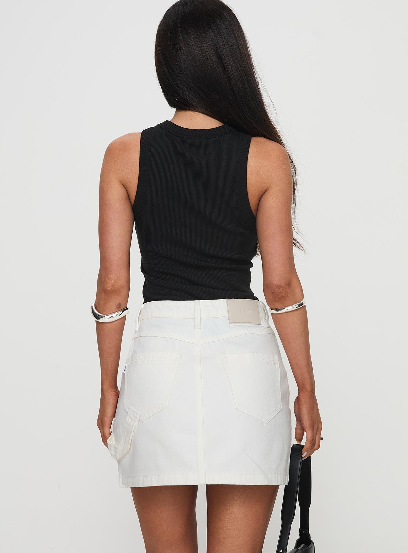 Chillders Denim Mini Skirt White Product Image