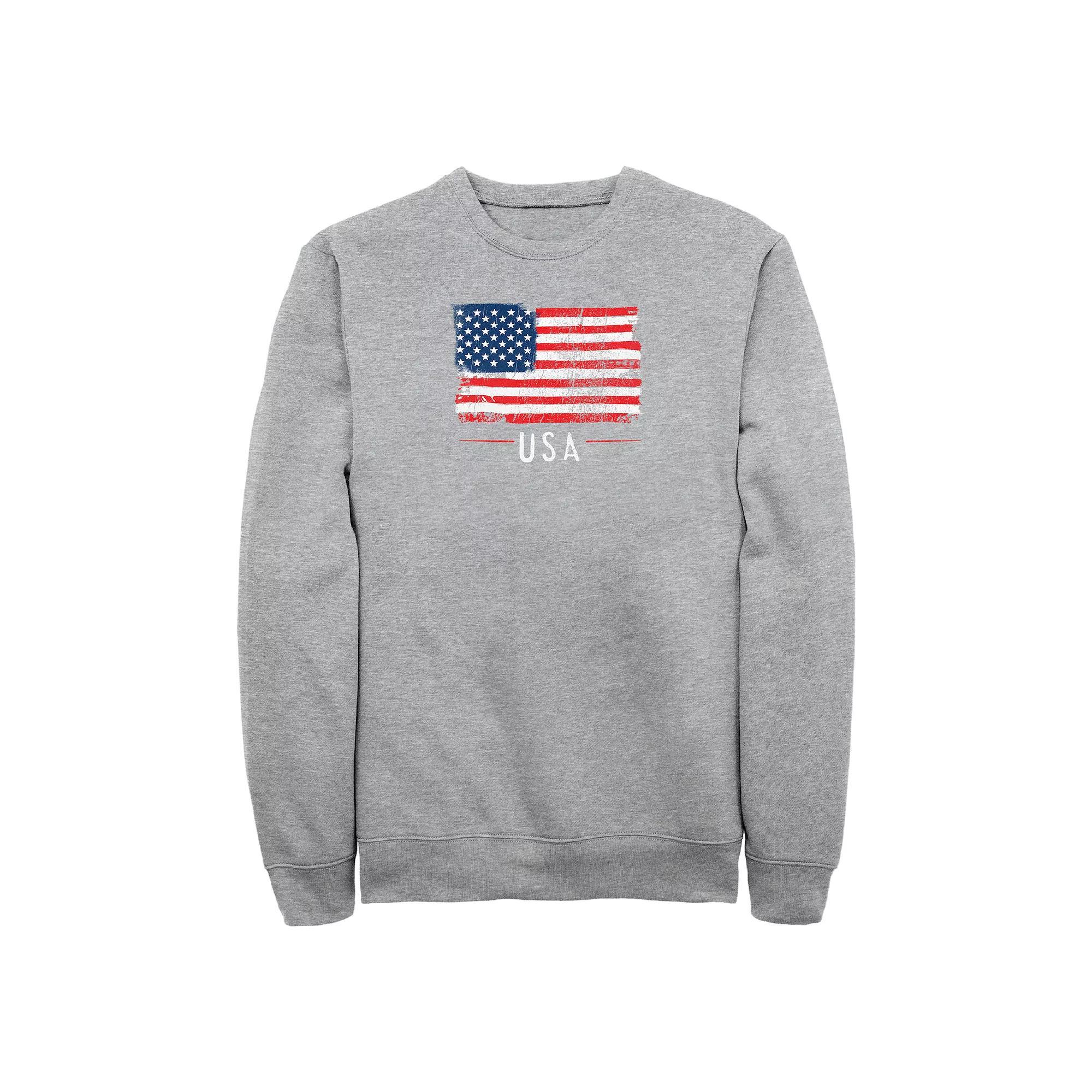 Big & Tall USA Distressed Print Graphic Fleece, Men's, Size: 3XL, Athletic Grey Product Image