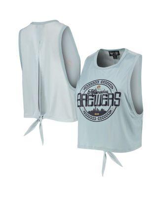 Women's The Wild Collective Light Blue Milwaukee Brewers Open Back Twist-Tie Tank Top, Size: XS Product Image