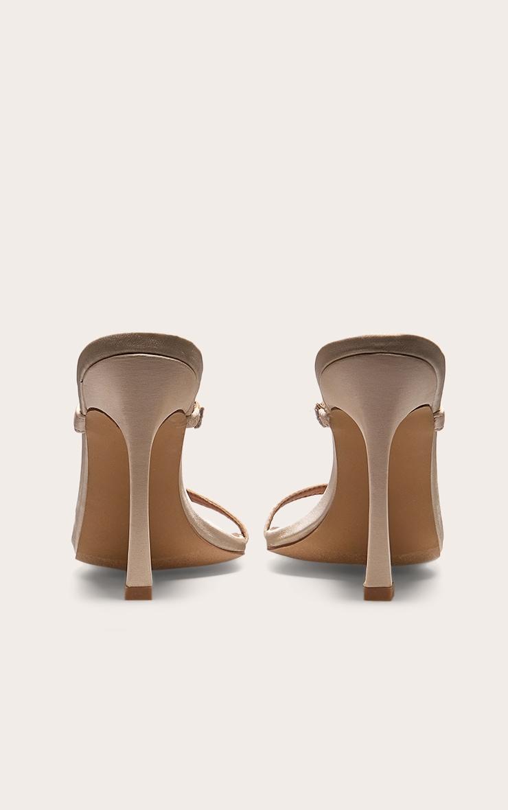 Champagne Wide Fit Satin Square Toe Linked Buckle Heeled Mules Product Image