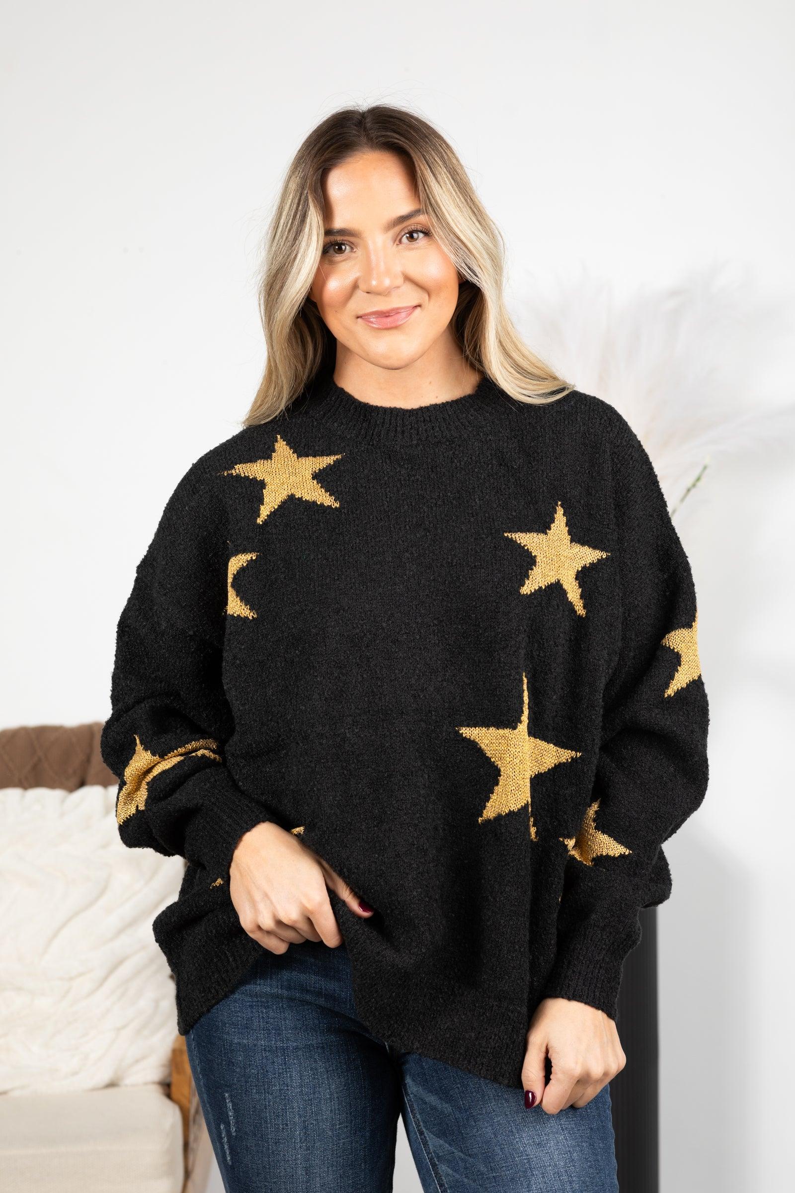 Shiny Star Pattern Pullover Sweaters Product Image
