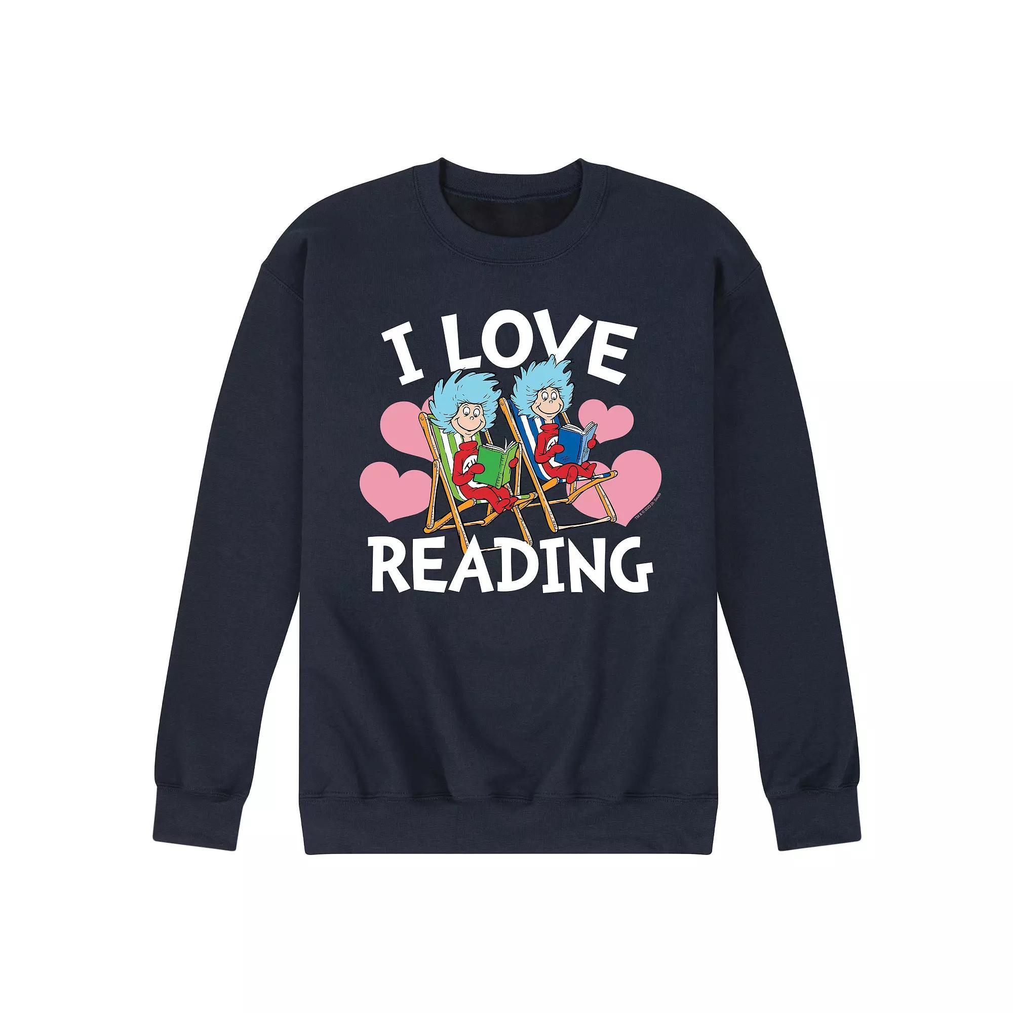 Mens Dr. Seuss I Love Reading Fleece Graphic Tee Blue Product Image