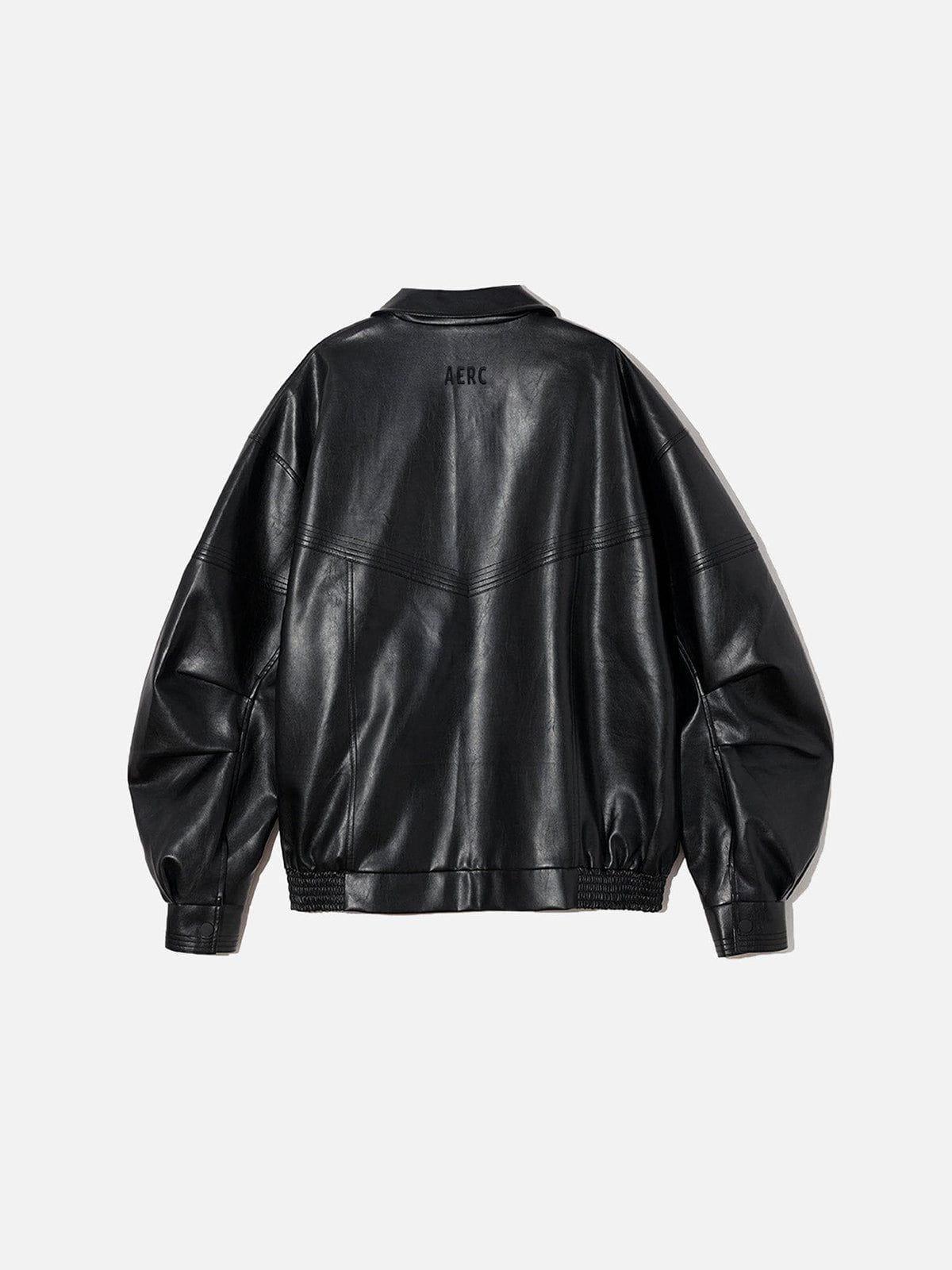 Aelfric Eden Zip Up Ruched Leather Jacket Product Image