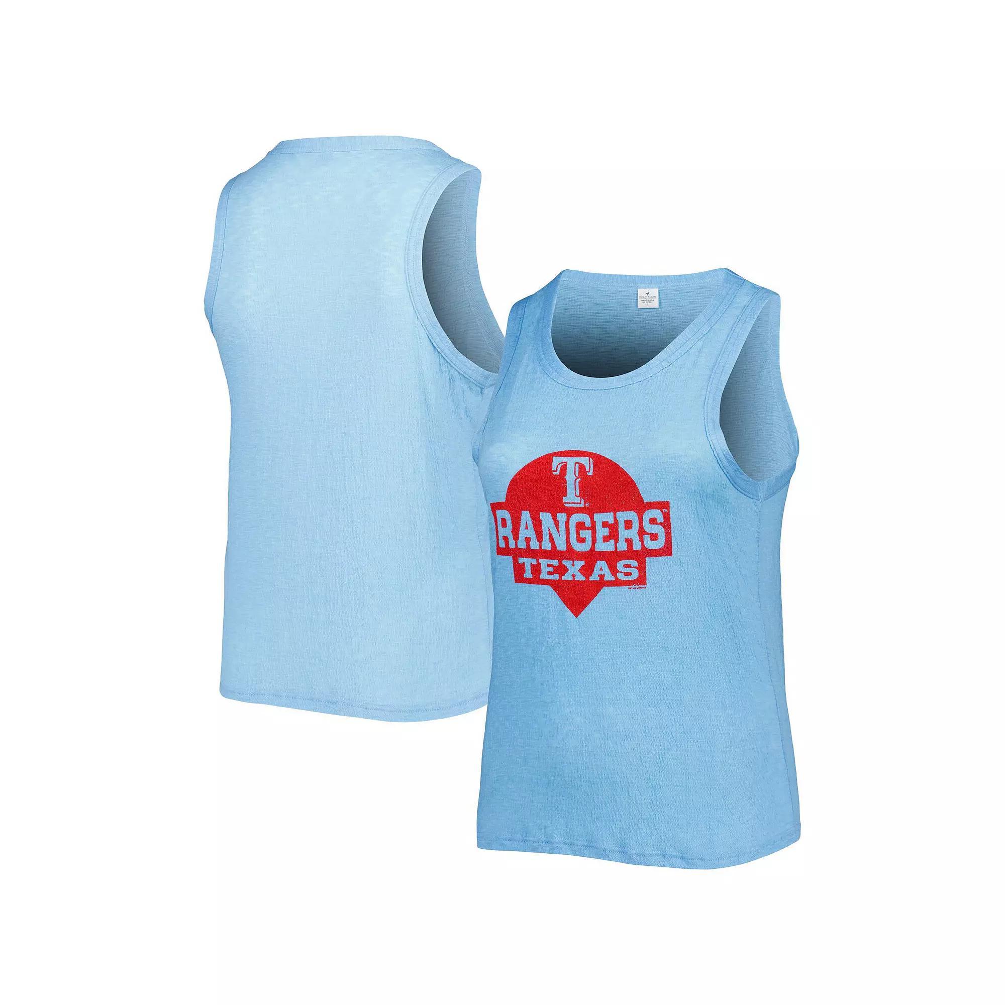Womens Soft as a Grape Royal Texas Rangers Plus Size High Neck Tri-Blend Tank Top Product Image