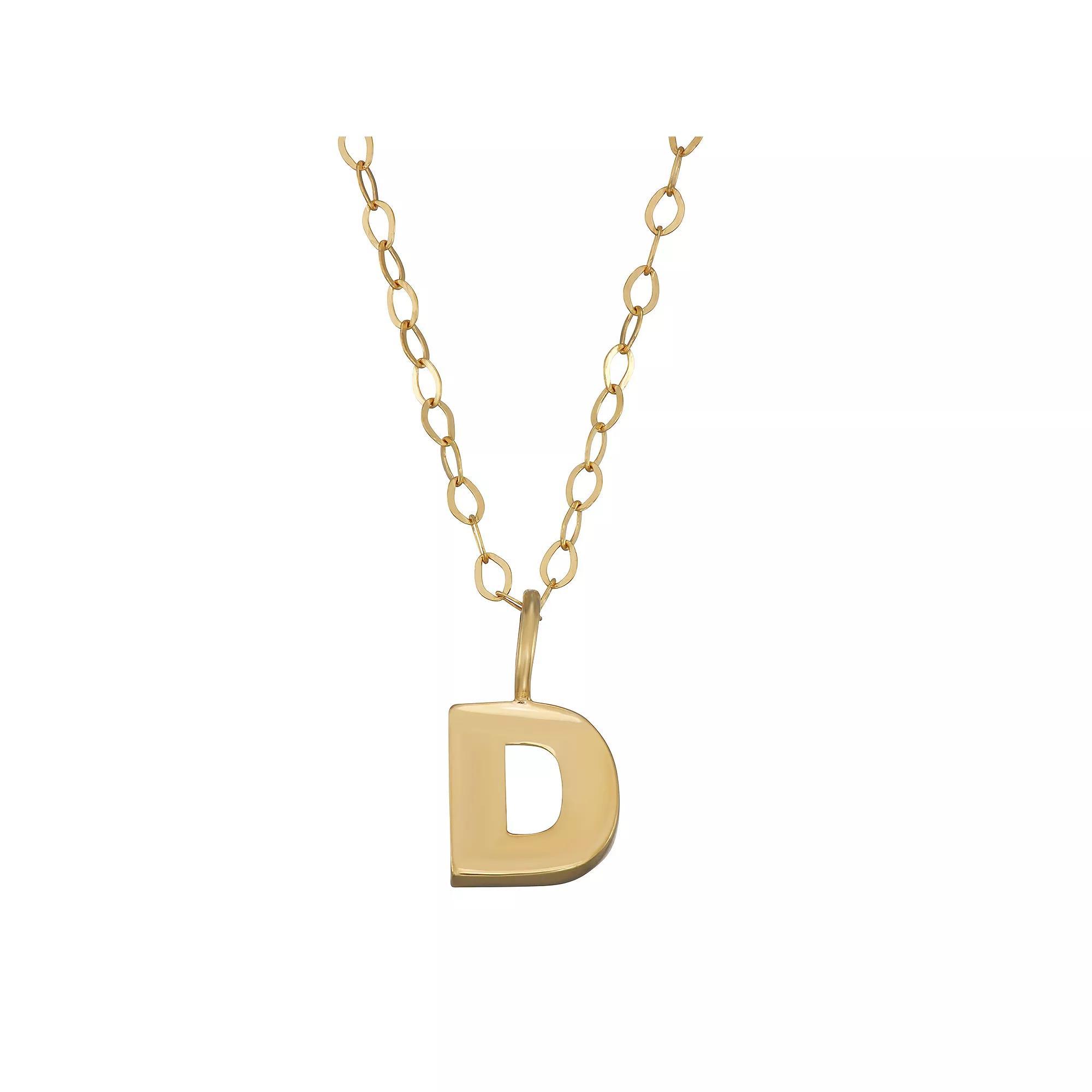 10K Gold Initial Pendant on 14K Gold Filled Chain, Womens Product Image