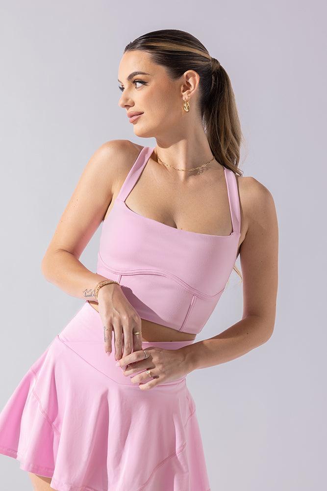 Daphne Corset Crop Top - Bubblegum Product Image