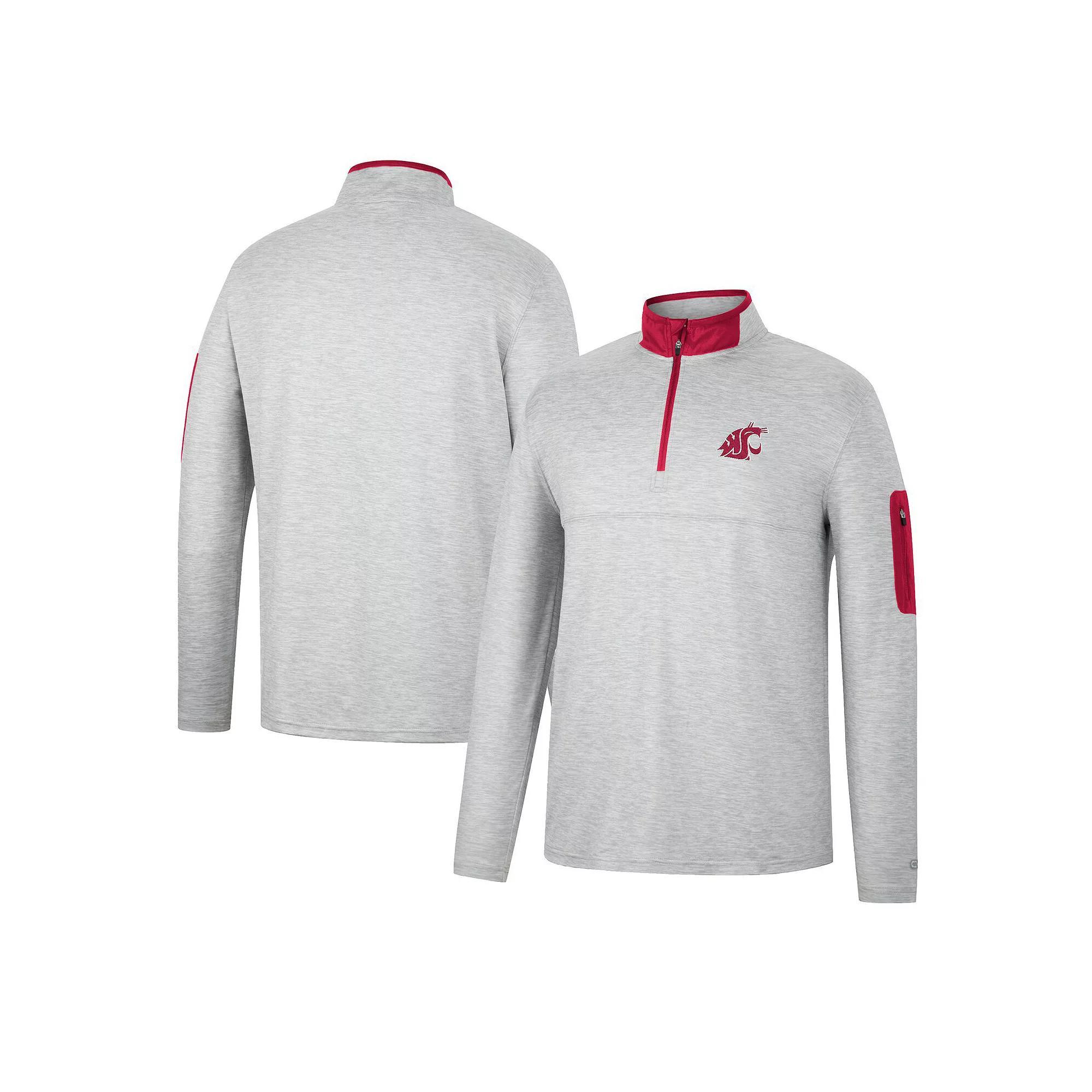 Men's Colosseum Heathered Gray/Crimson Washington State Cougars Country Club Windshirt Quarter-Zip Jacket, Size: 2XL, Wsc Grey Product Image