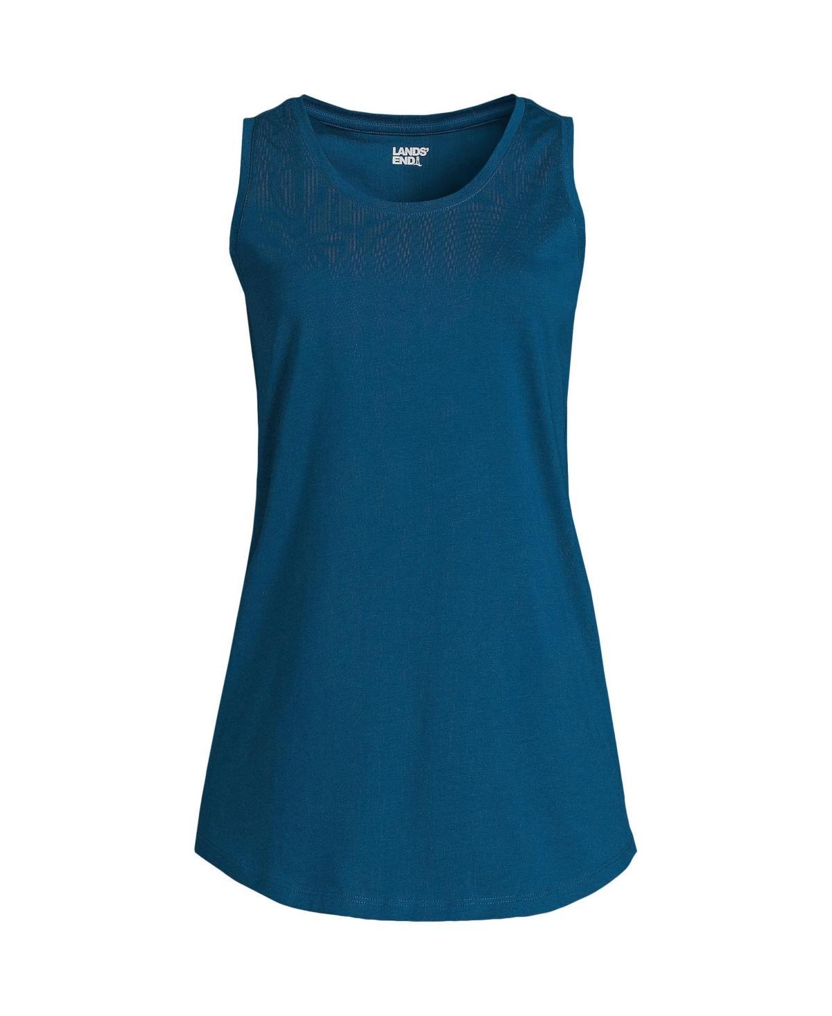 Women's Lands' End Supima Cotton Scoopneck Tunic Tank Top, Size: Small Petite, Black Product Image