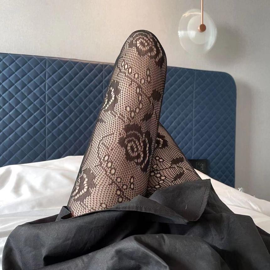 Floral Fishnet Tights Product Image
