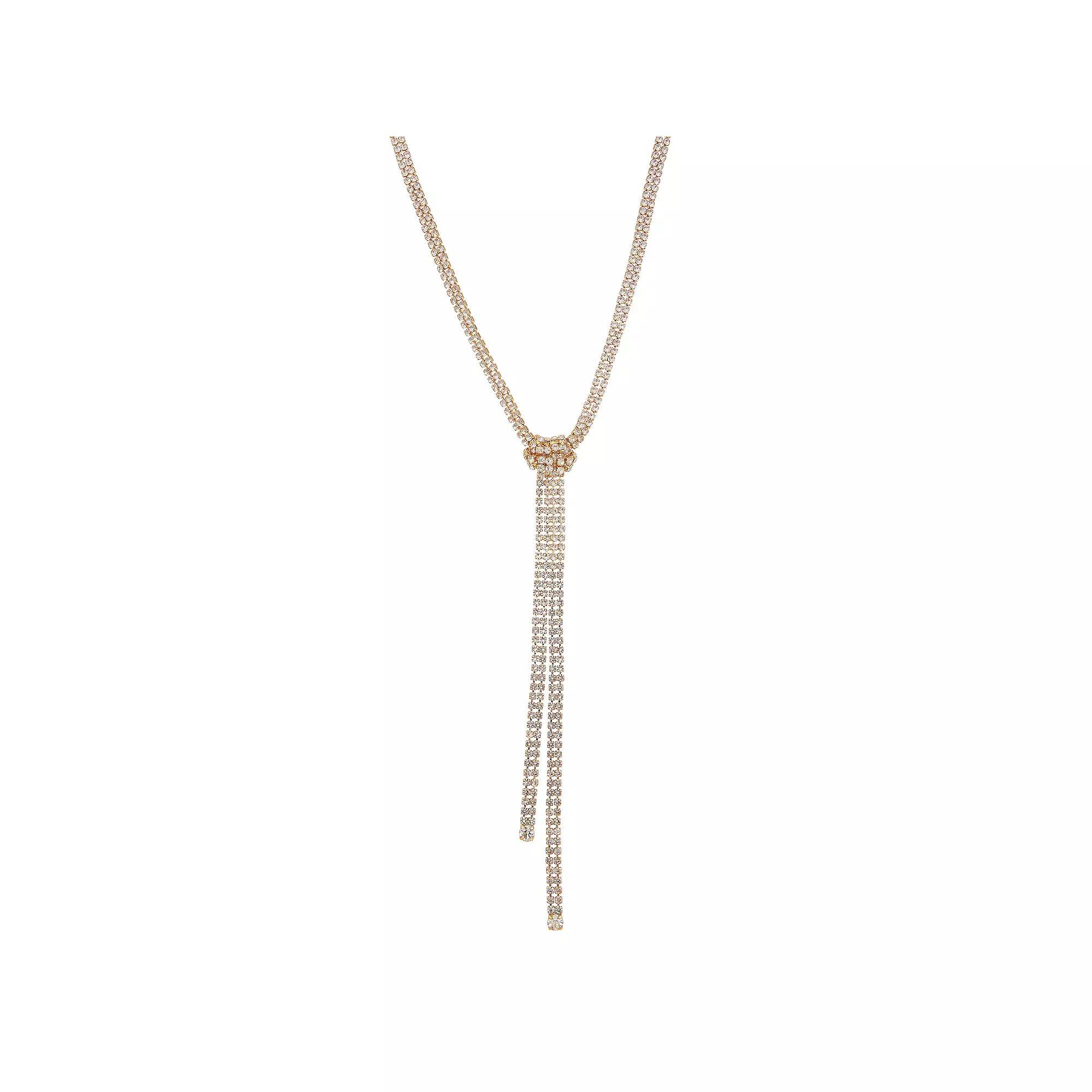Simply Vera Vera Wang Gold Tone Crystal Knot Y Necklace, Women's Product Image
