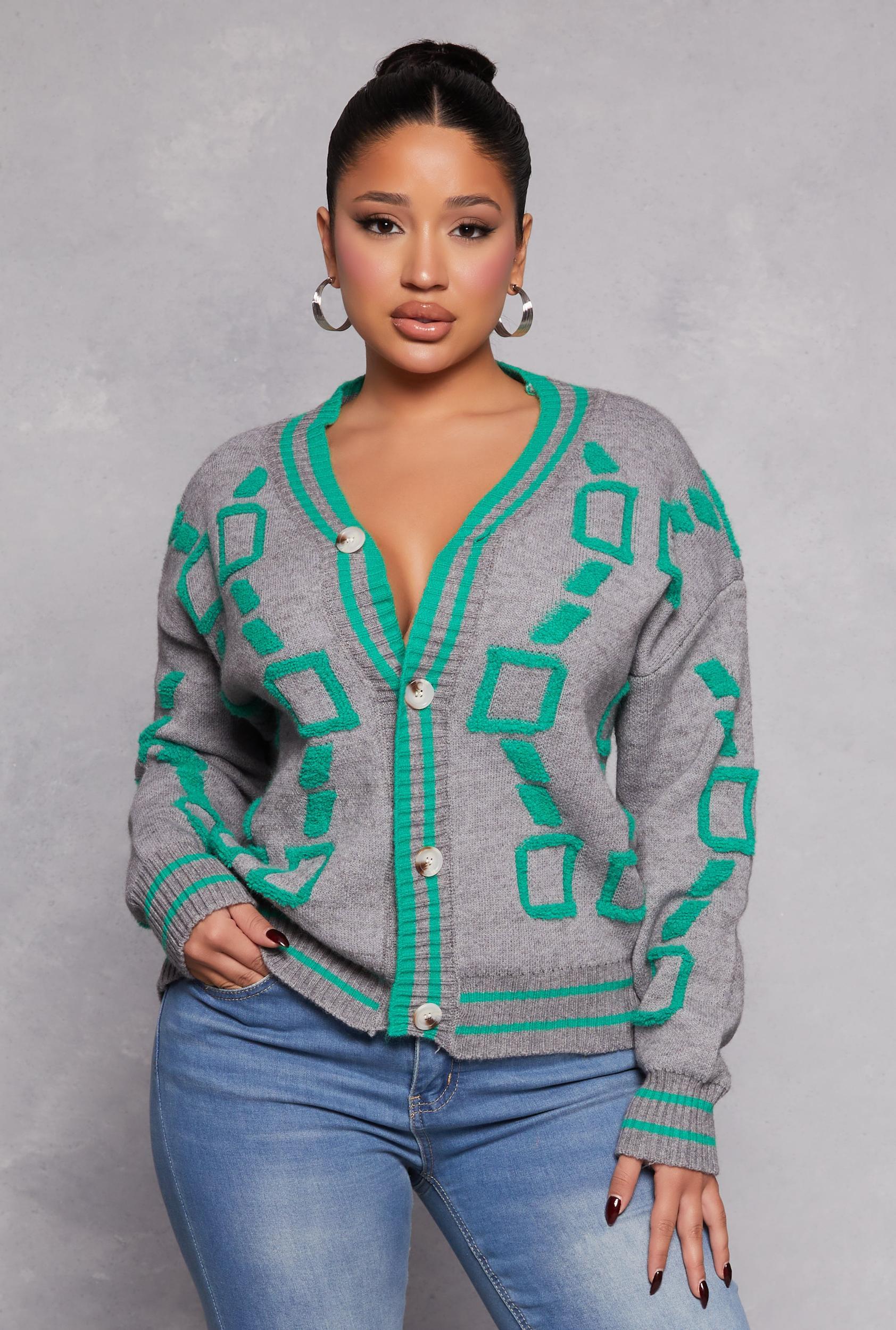 Womens Daisy Geometric Print Cardigan Product Image