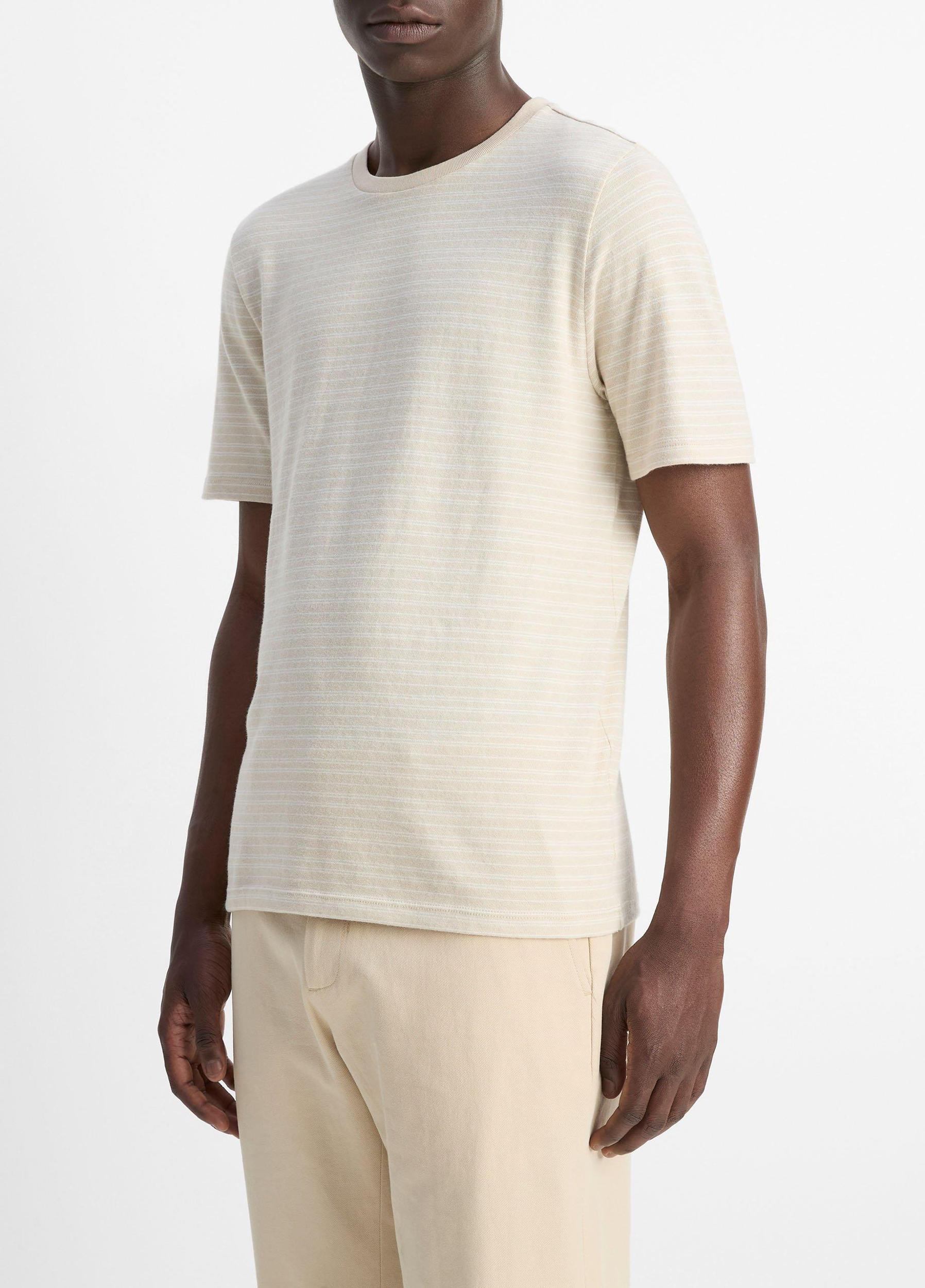 Striped Loose-Knit Cotton T-Shirt Product Image