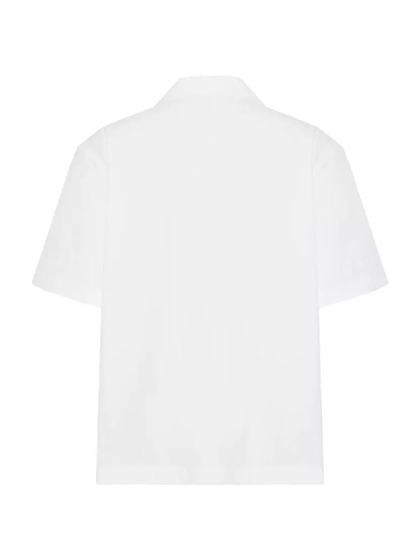 Cotton Poplin Bowling Shirt with Rubberized V Detail Product Image